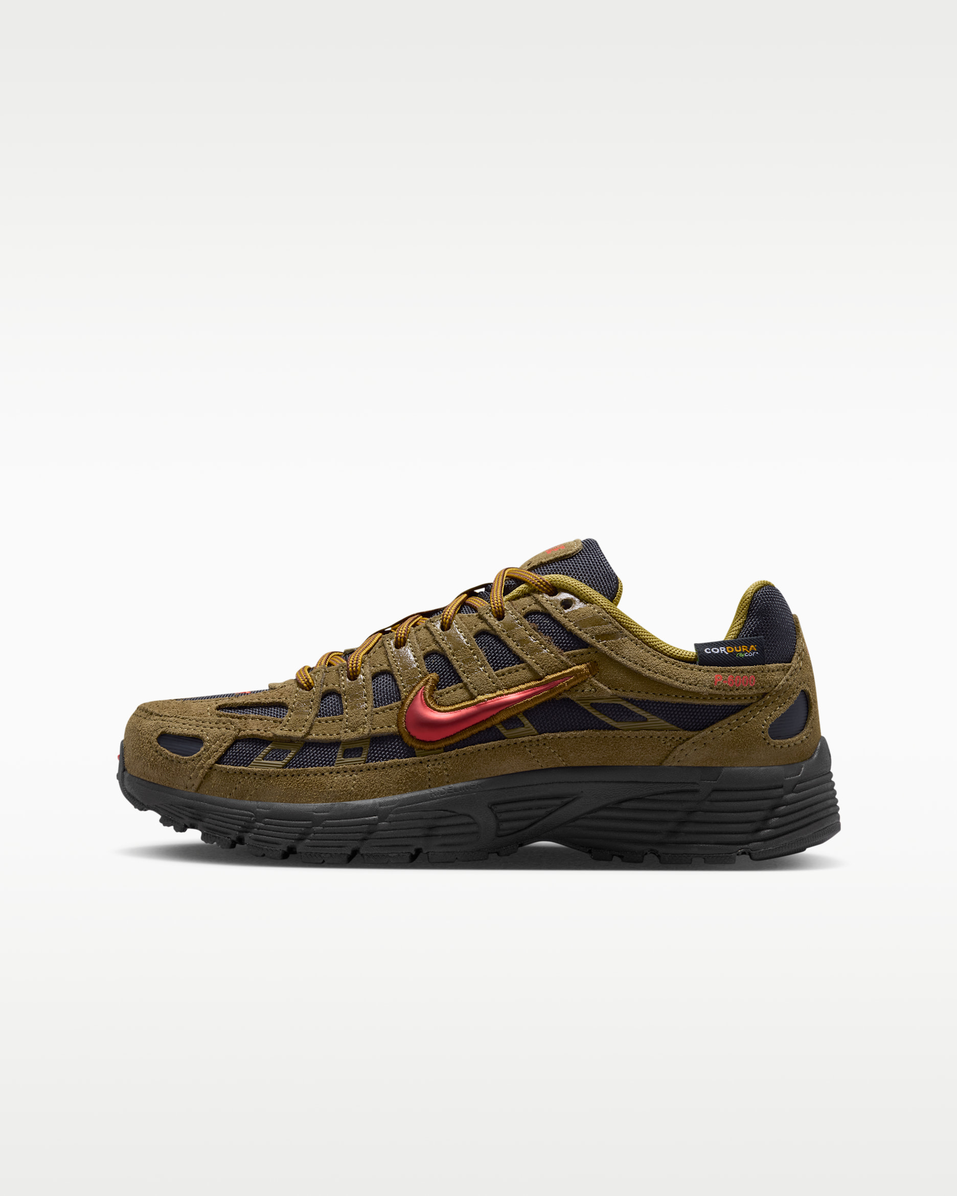 Nike P-6000 Premium Older Kids' Shoes - Olive Flak/Black/Quantum Moss/Picante Red