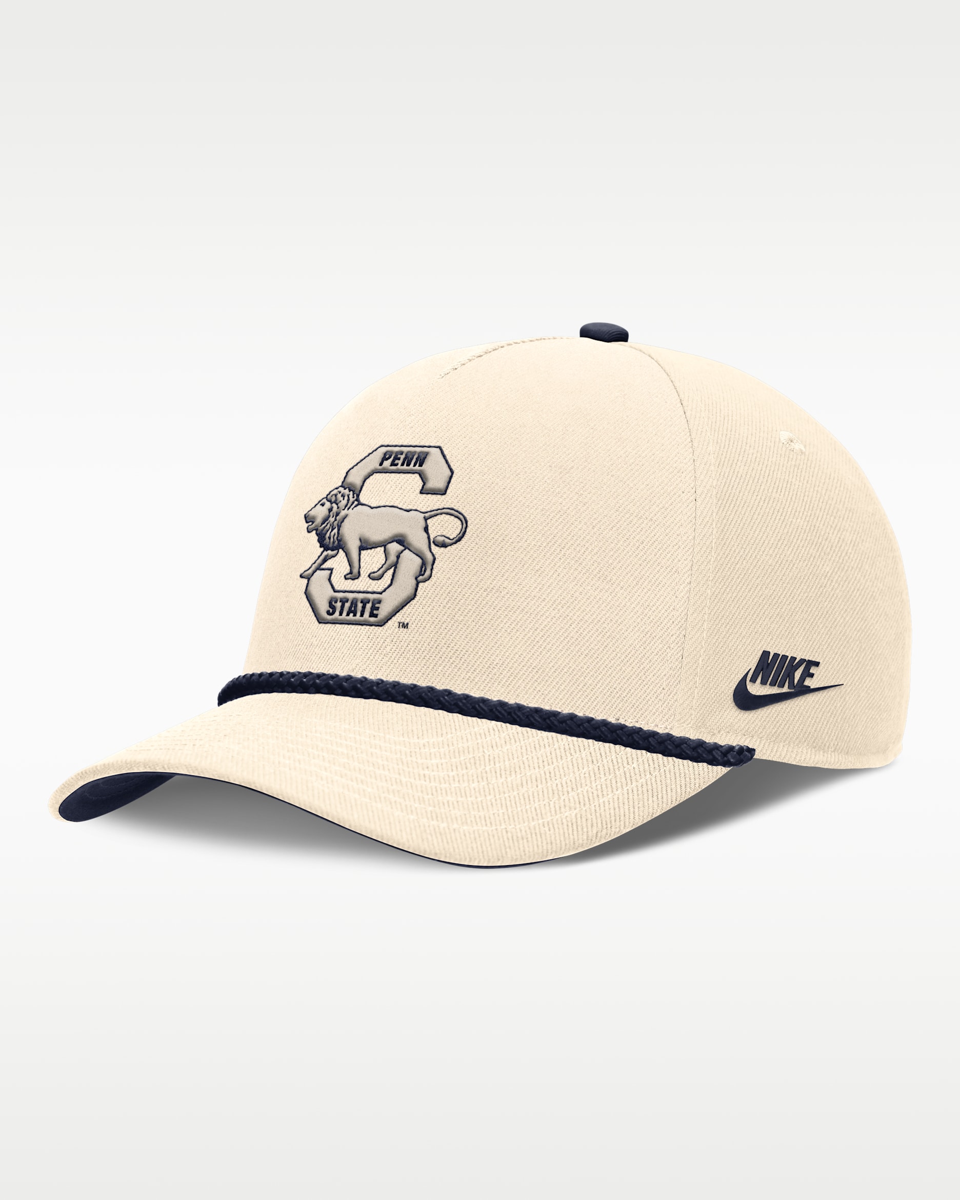 Penn State Legacy Vintage Rope Rise Men's Nike College Adjustable Hat - Natural/Navy/Navy