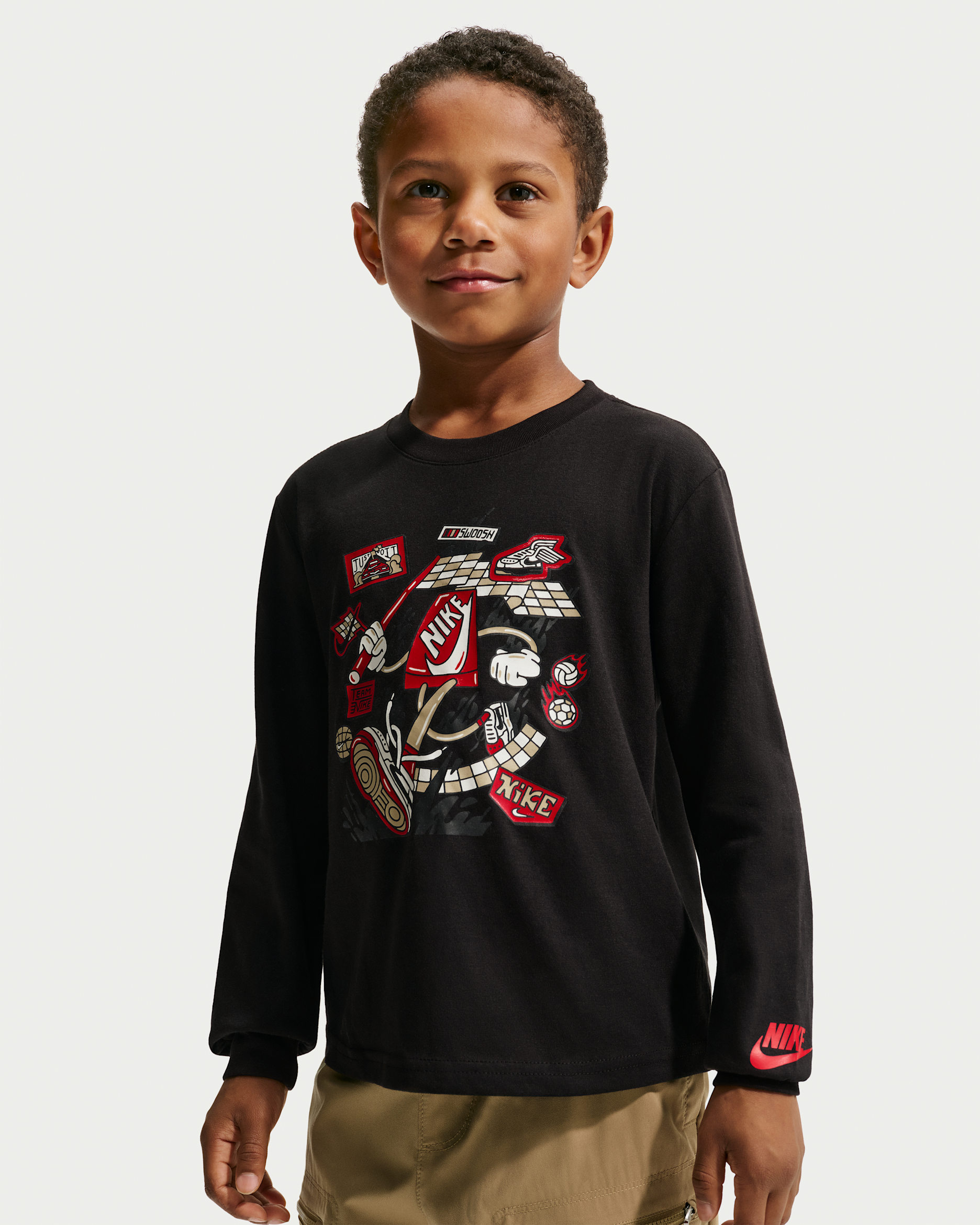 Nike リトルキッズ ボクシー ロングスリーブ Tシャツ - ブラック