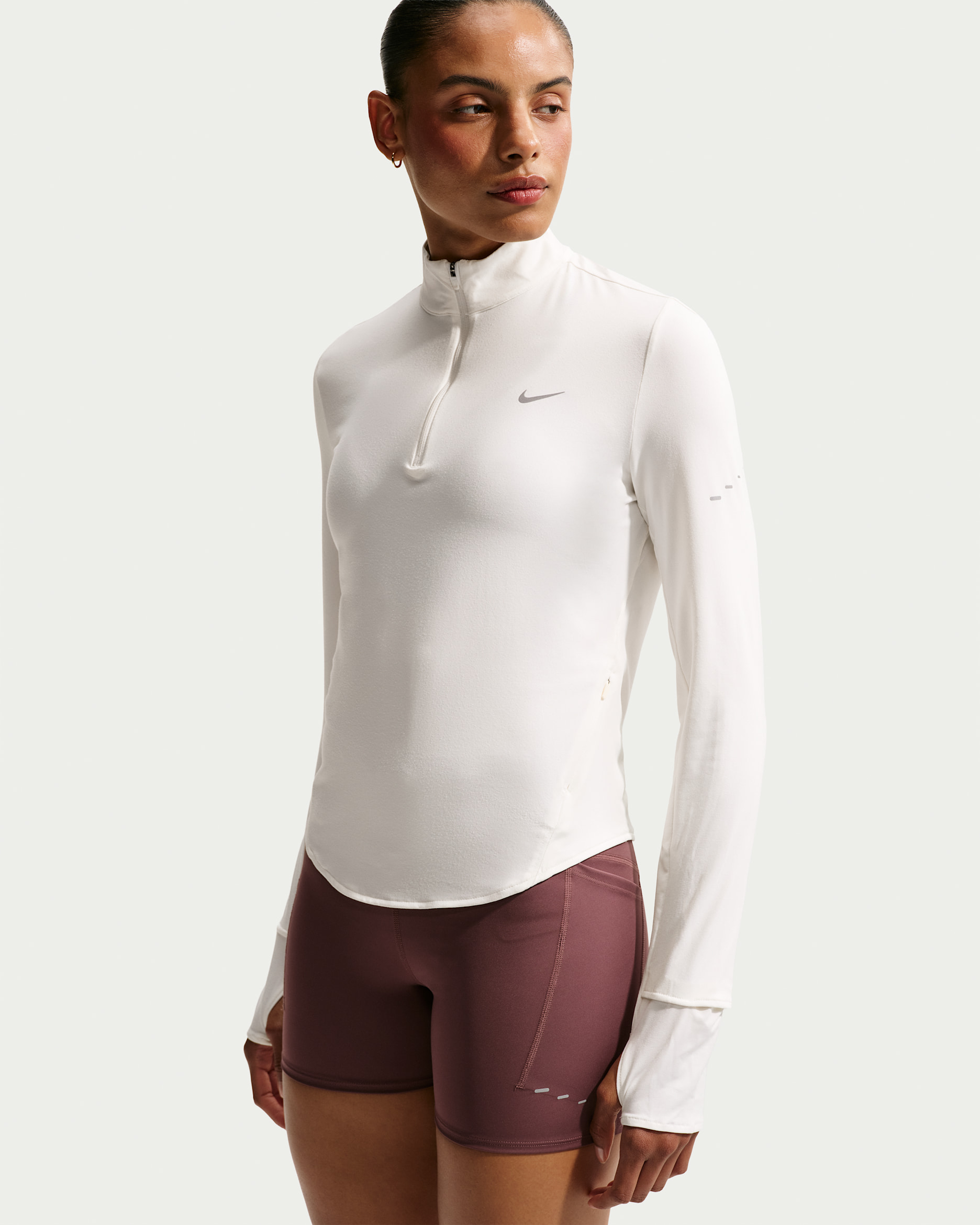 Damska bluza do biegania z zamkiem 1/4 Dri-FIT UV Nike Swift - Sail