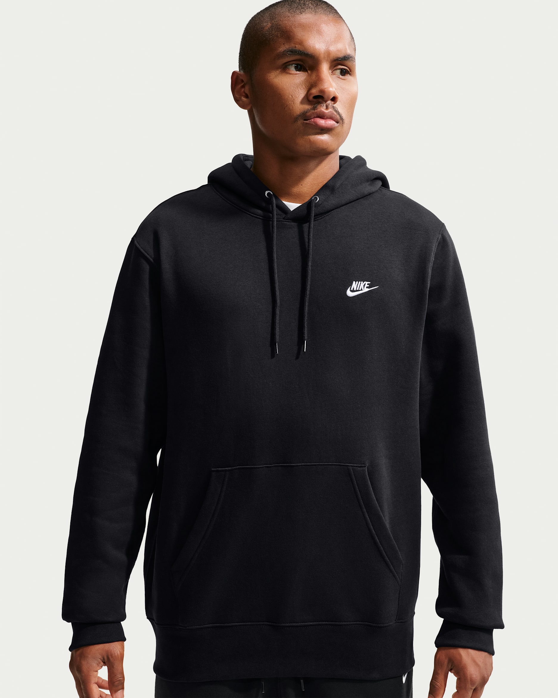Nike Club Men's Pullover Fleece Hoodie - Black/Black/White