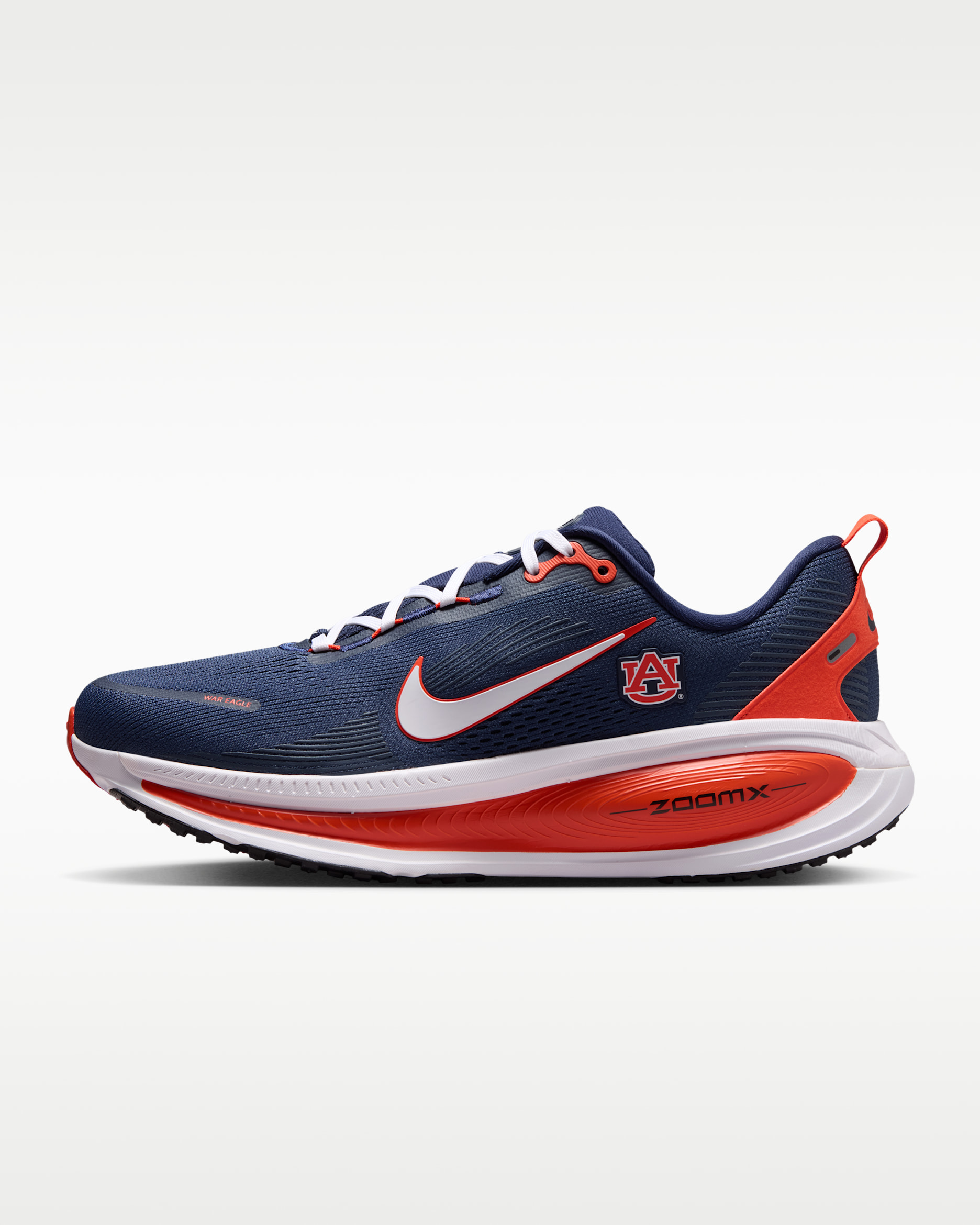 Tenis de correr en pavimento para hombre Nike College Vomero 18 (Auburn) - Azul marino universitario/Naranja team/Blanco
