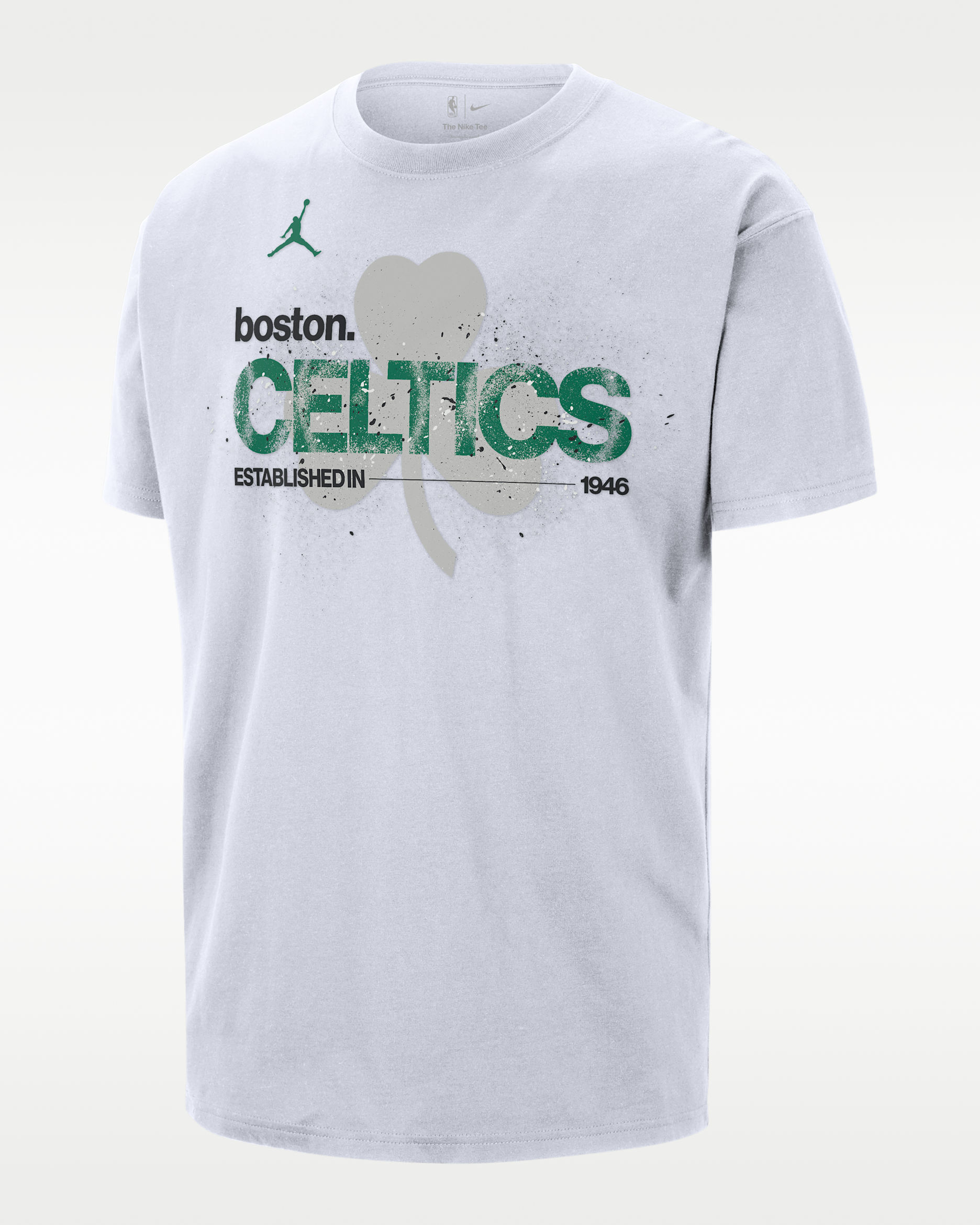 T-shirt NBA Jordan '85 Statement Boston Celtics Courtside para homem - Branco