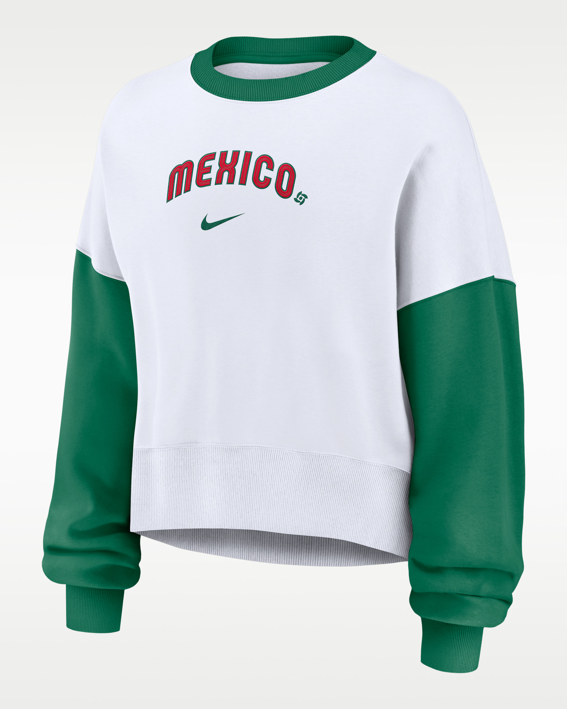 Mexico National Baseball Team 2026 World Baseball Classic Women's Nike Pullover Crew - White/Kelly Green