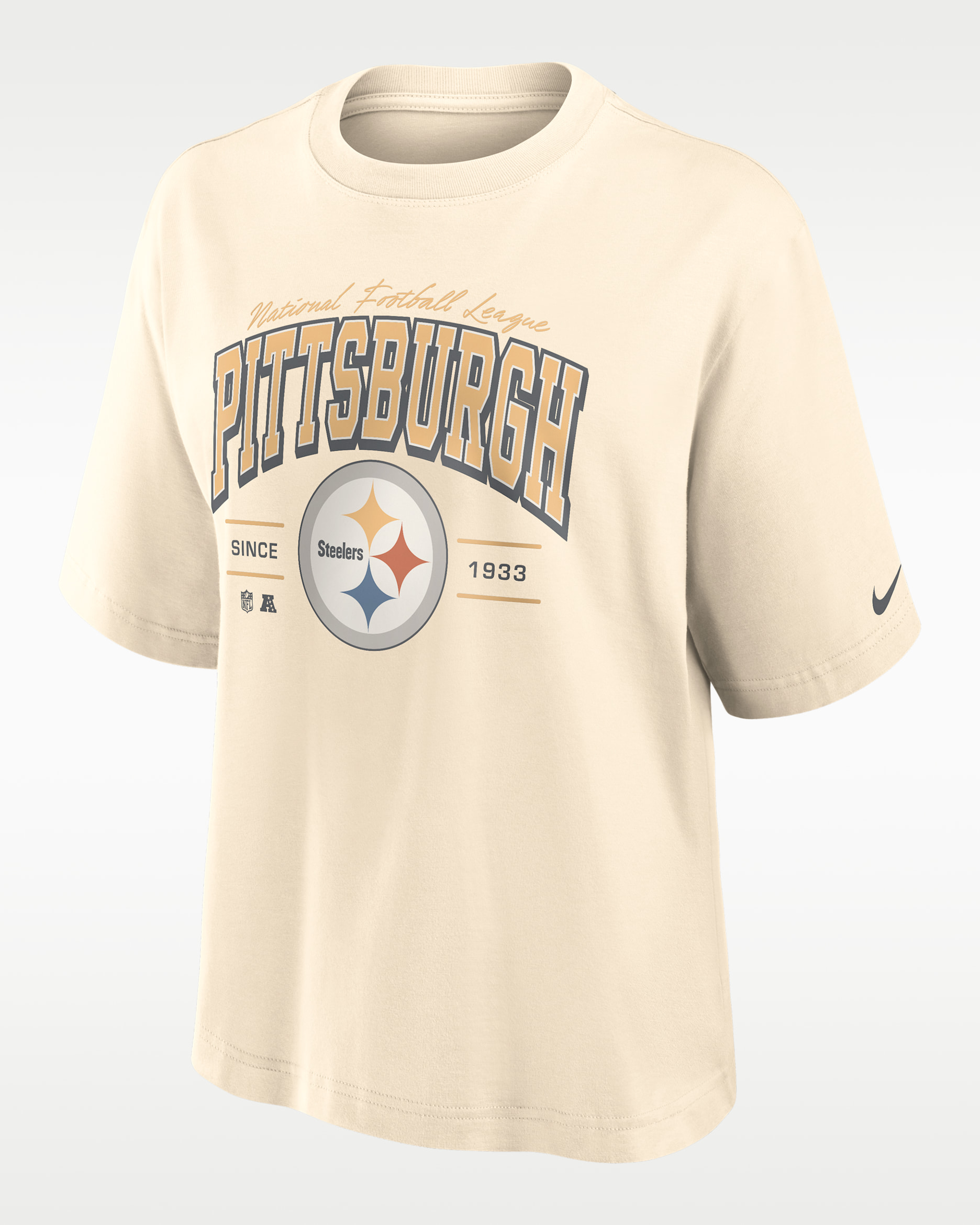 Pittsburgh Steelers Vintage Mod Boxy Women's Nike NFL T-Shirt - Cream