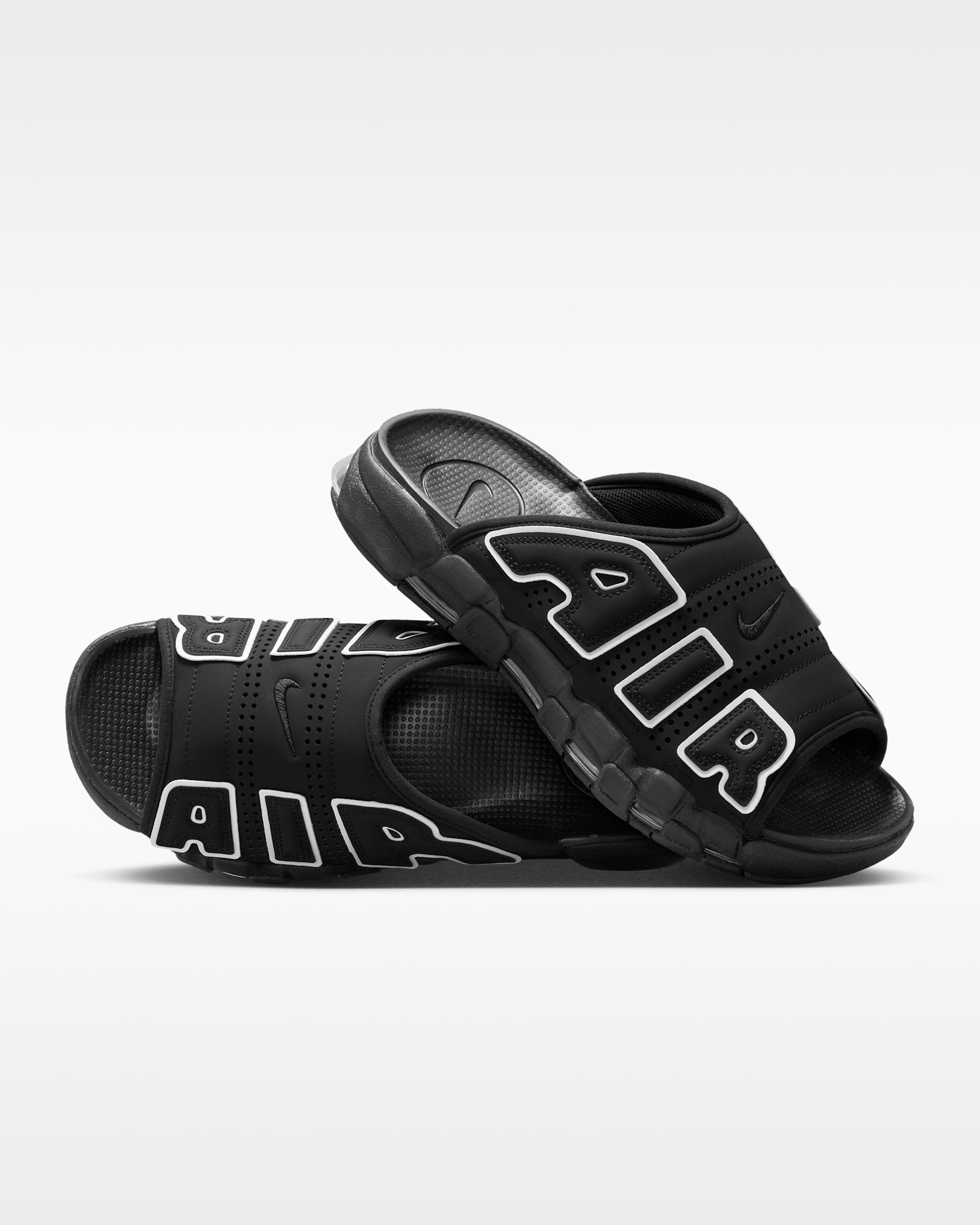 Nike Air More Uptempo Men's Slides - Black/Black/Clear/White