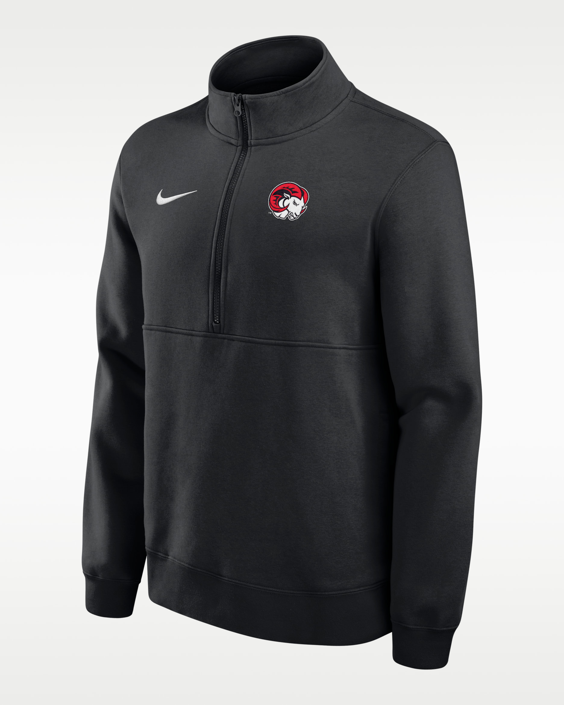 Sudadera universitaria Nike de tejido Fleece de medio cierre para hombre Winston-Salem State Rams Club - Negro