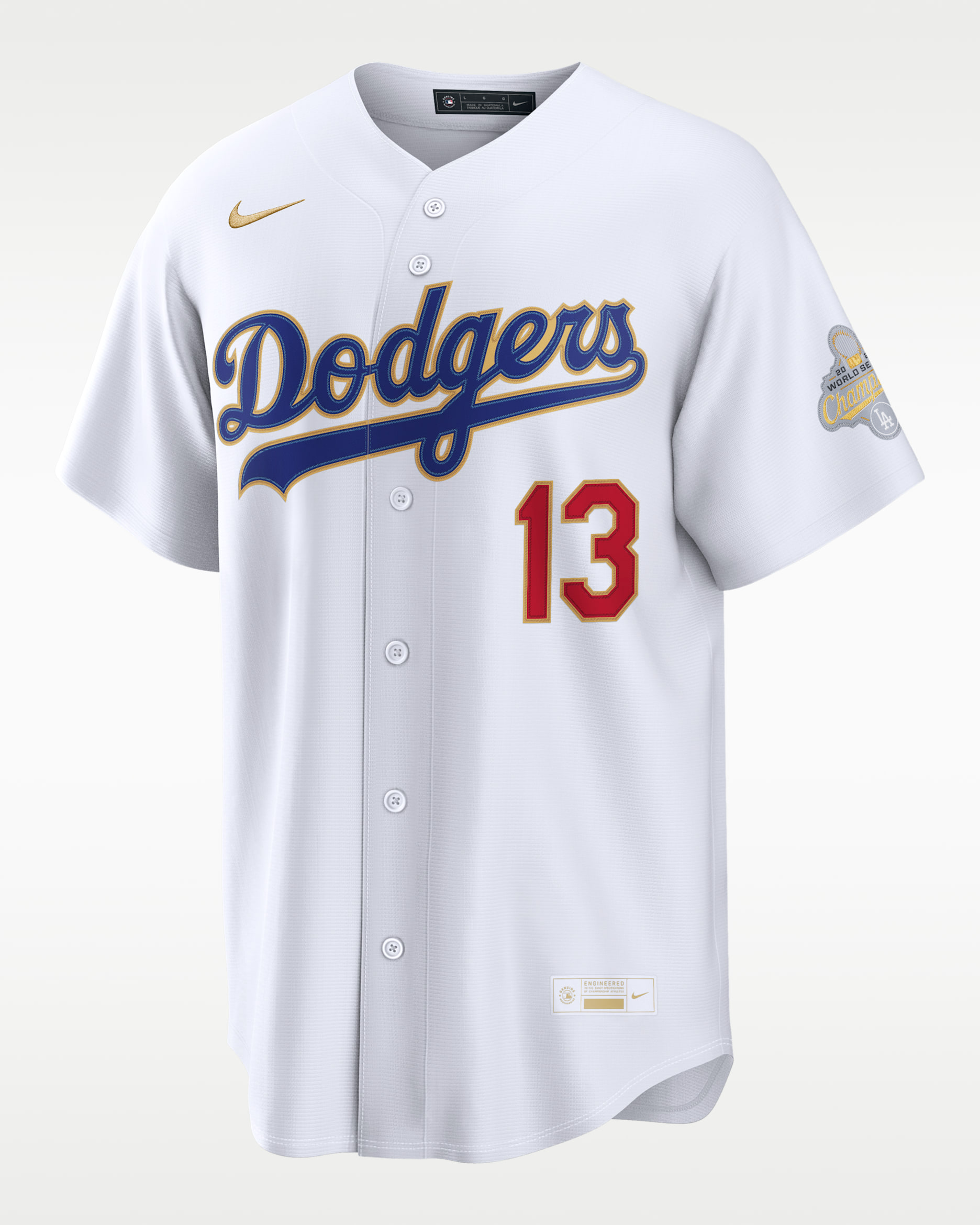 Max Muncy Los Angeles Dodgers 2025 World Series Champion Gold Series Men's Nike MLB Stadium Jersey - White