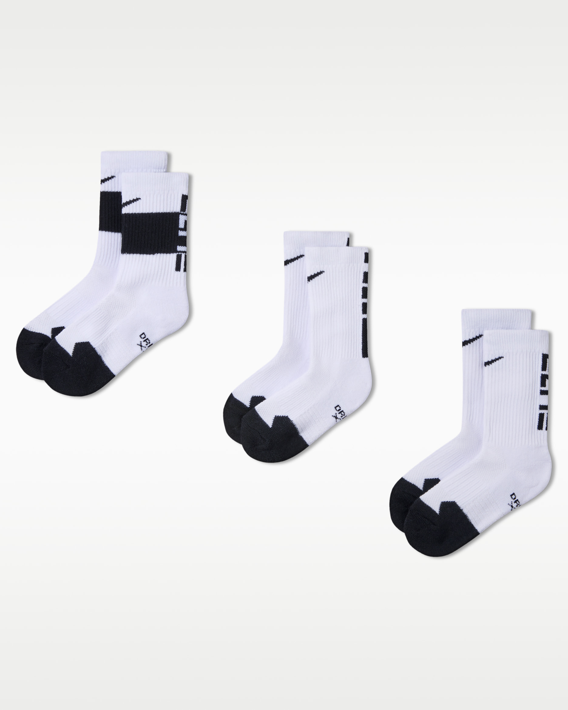 Nike Dri-FIT Elite Little Kids' Crew Socks (3 Pairs) - White
