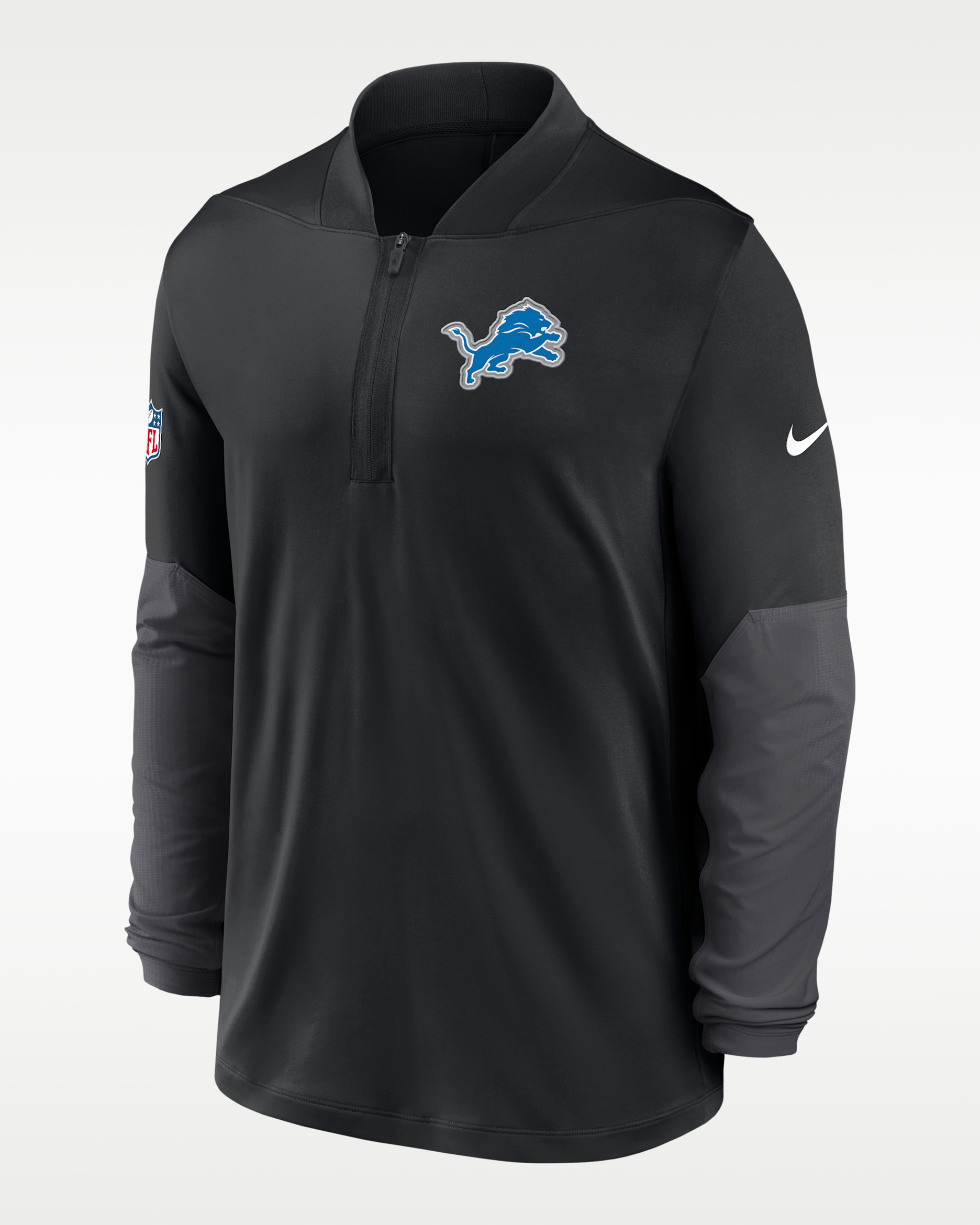 Detroit Lions Feel The Pressure Men's Nike Dri-FIT NFL 1/2-Zip Top - Black