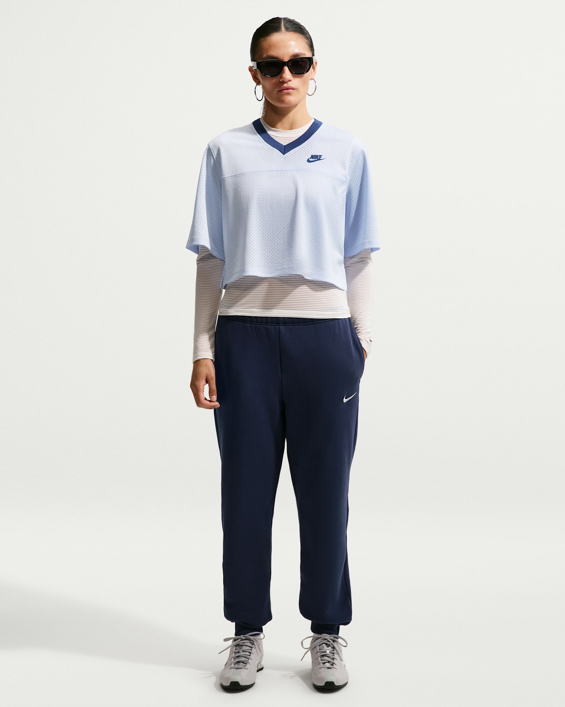 Nike Studio Fleece Medium Weight Women's Mid-Rise Joggers - Midnight Navy/Sail