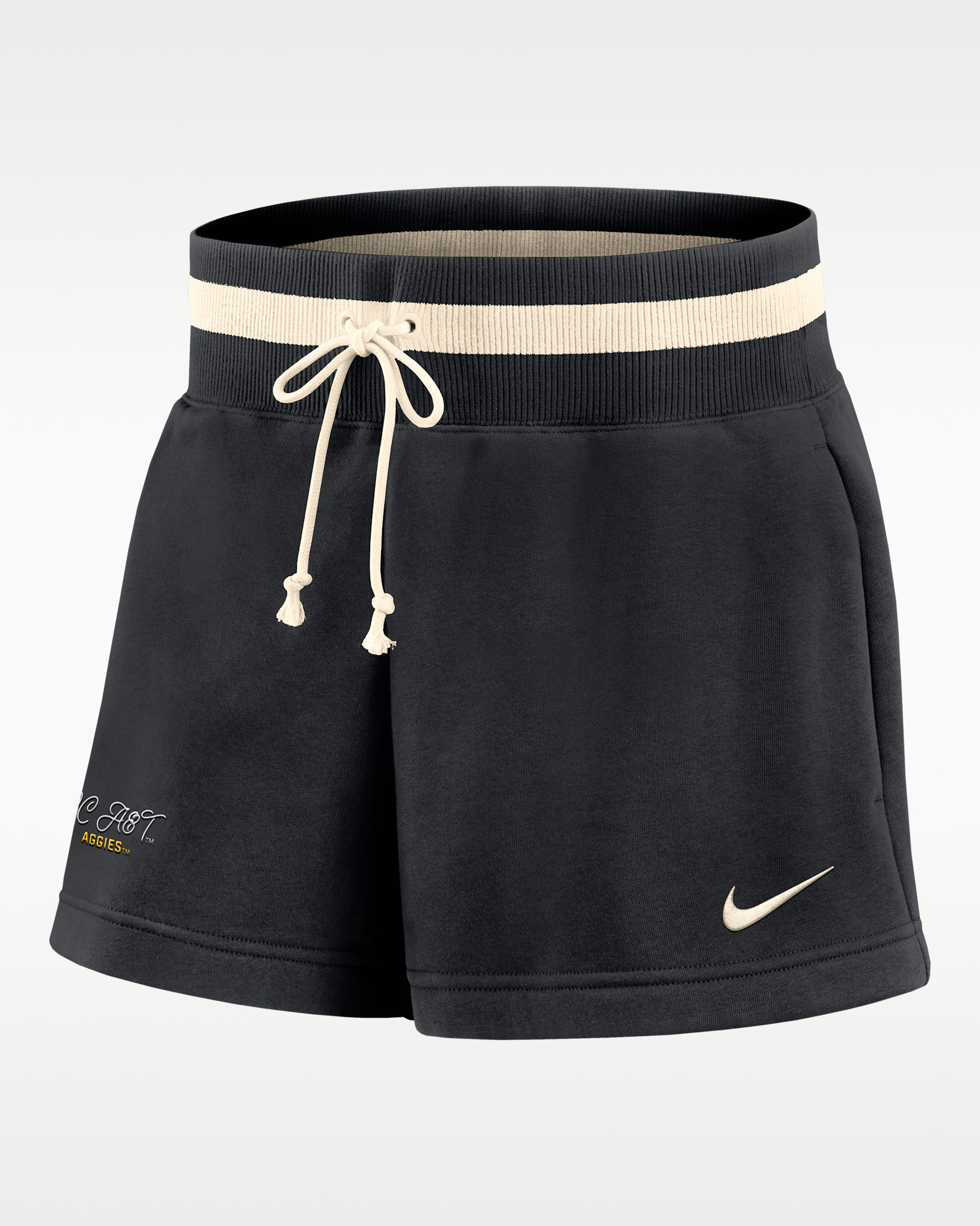 Shorts de tiro medio de 10 cm para mujer Nike Phoenix Fleece College (North Carolina A&T University) - Negro