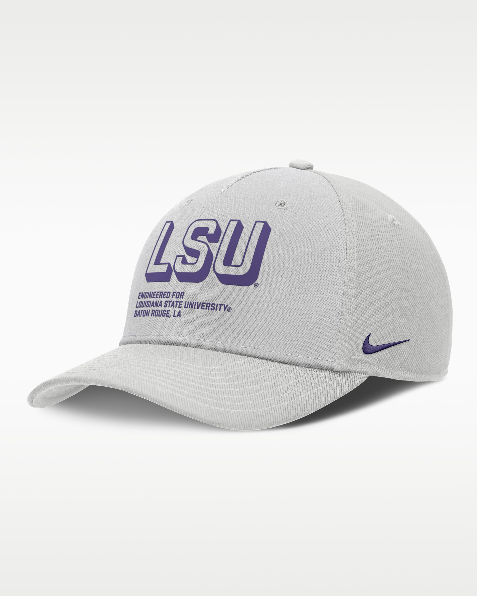 Gorra universitaria Nike ajustable para hombre LSU On-Field Primetime Rise - Gris