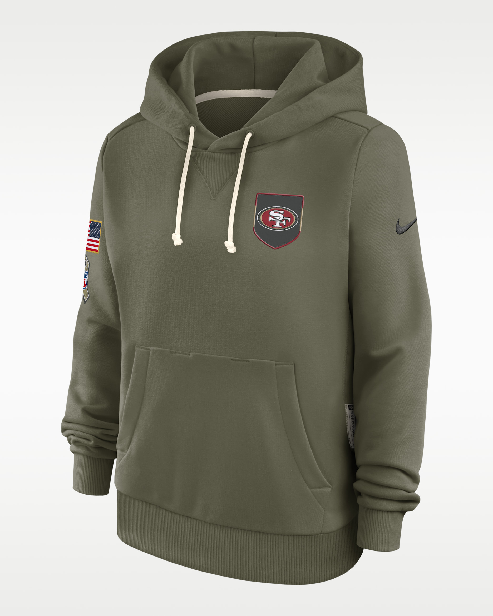 San Francisco 49ers Salute to Service Sideline Women's Nike Dri-FIT NFL Pullover Hoodie - Olive