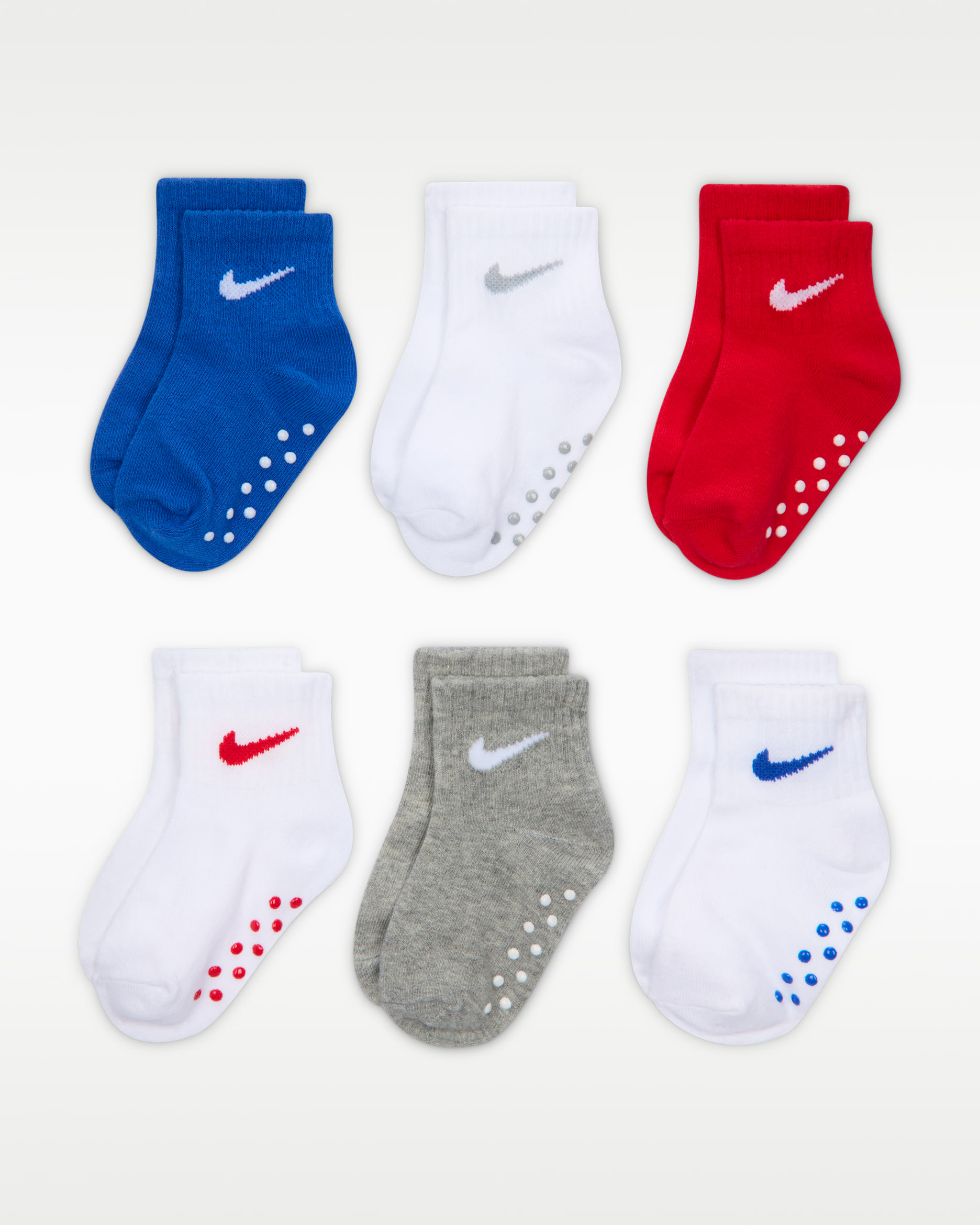 Nike Baby (12-24) Pop Colour Ankle Gripper Socks (6 Pairs) - Game Royal