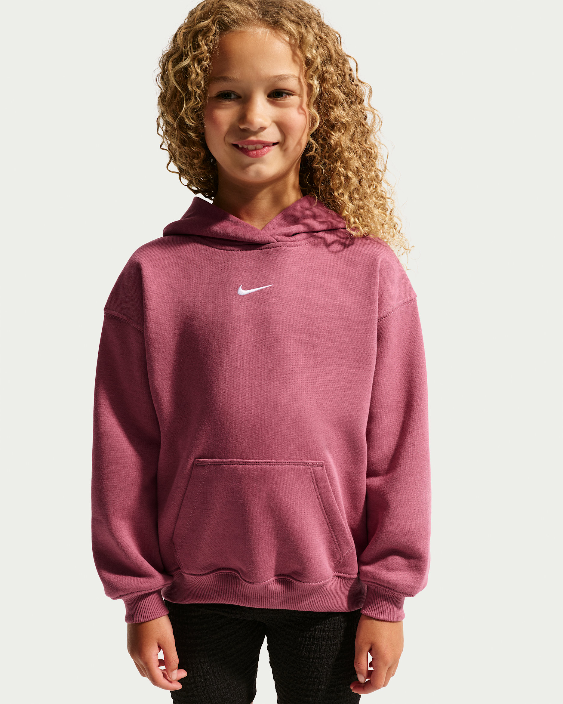 Nike Sportswear Little Kids' Studio Fleece Pullover Hoodie - Pink Smoke