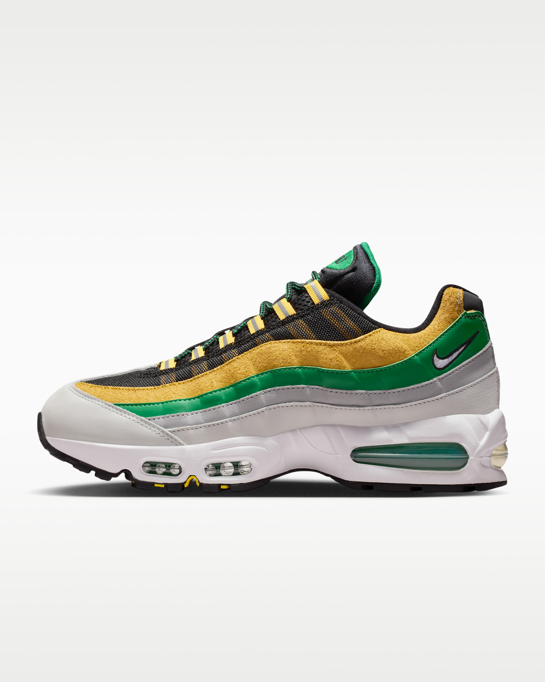 Tenis para hombre Air Max 95 Big Bubble x Norfolk State - Negro/Verde cancha/Oro medio oeste/Blanco