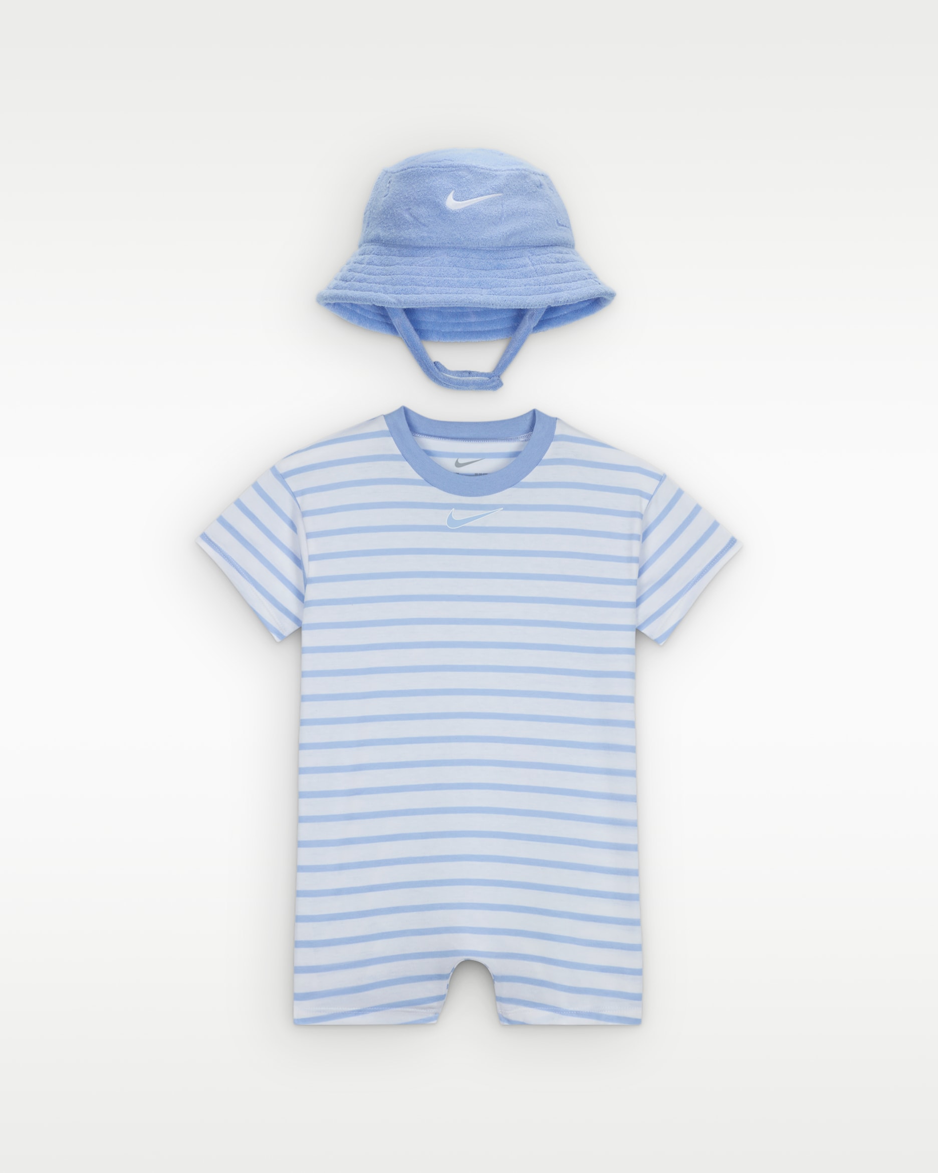 Nike Baby Short Sleeve Romper with Bucket Hat - Cobalt Bliss