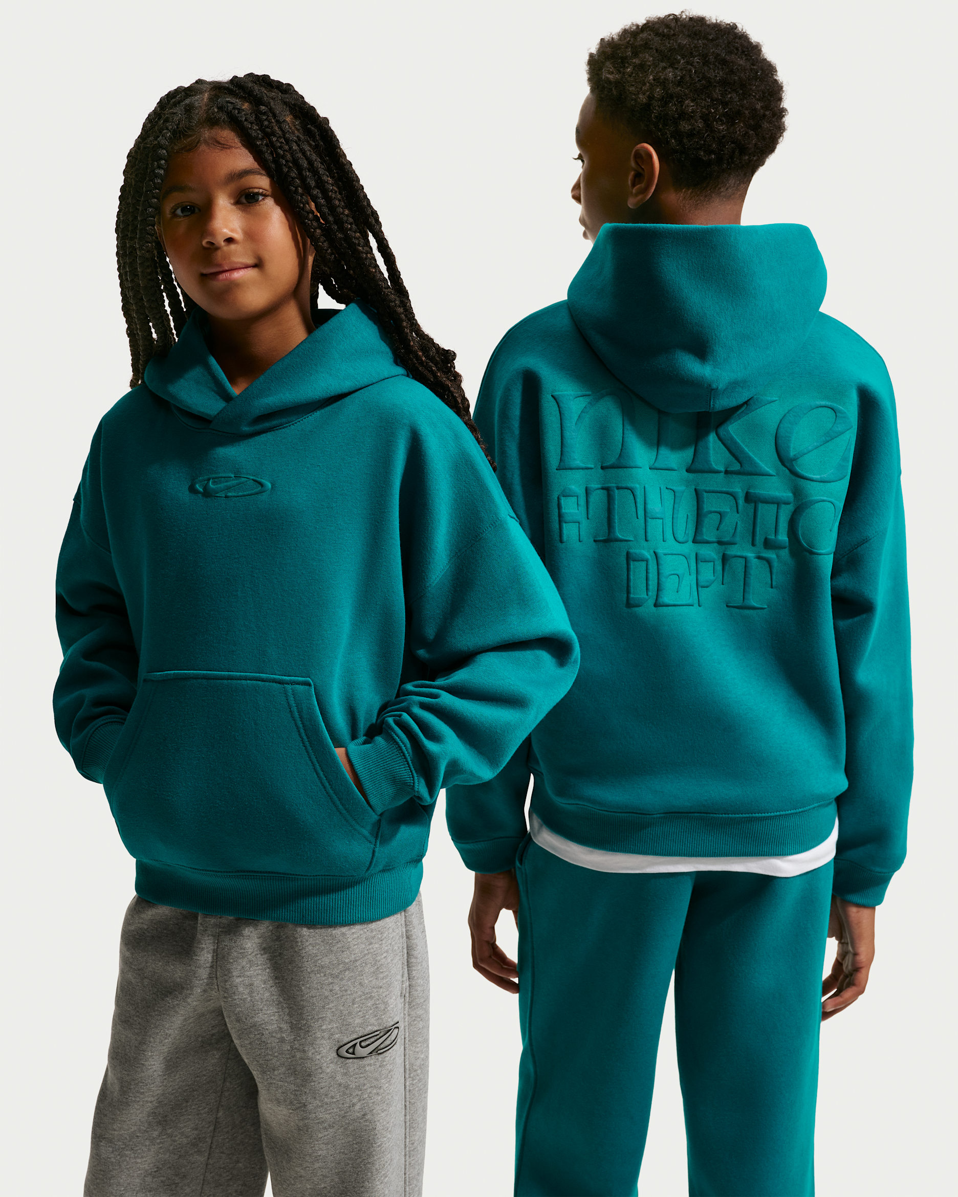 Nike Sportswear Club Fleece Big Kids' Oversized Hoodie - Bright Spruce/Energy/Bright Spruce