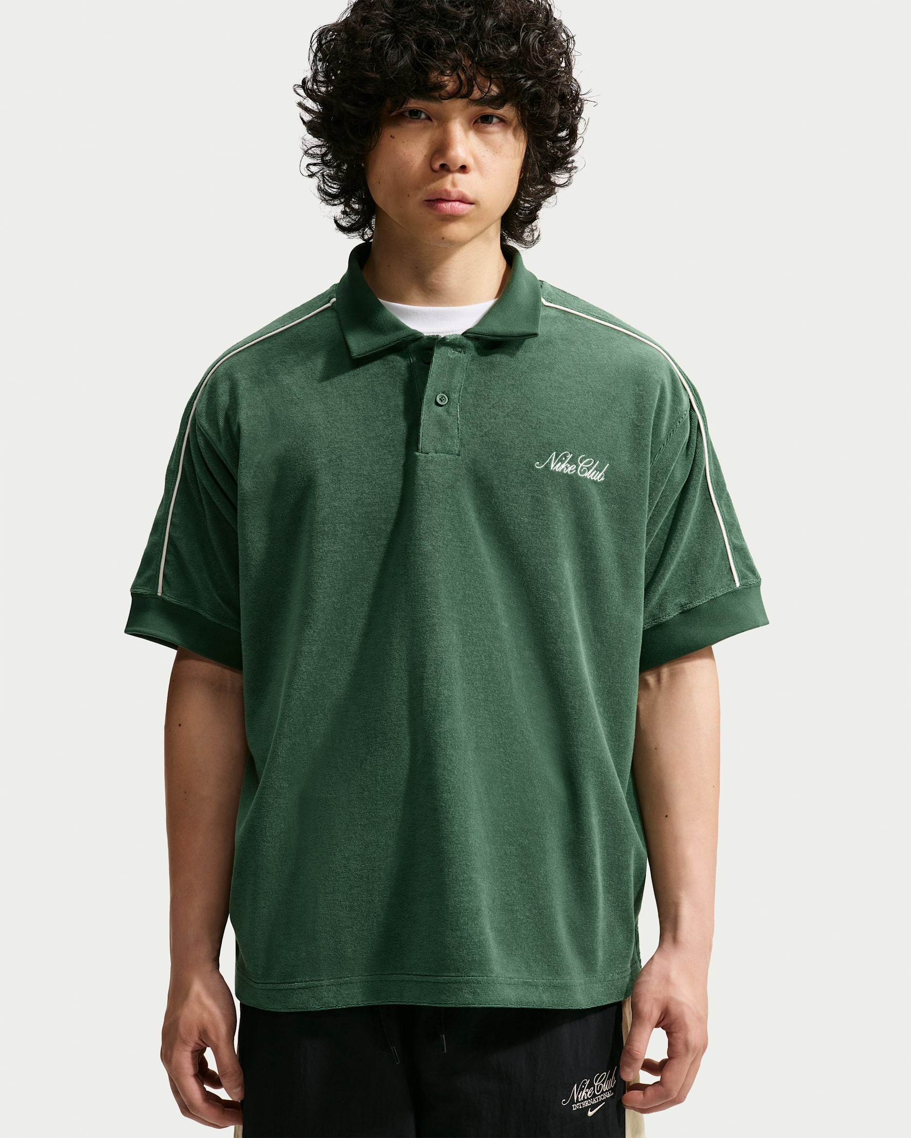 Nike Sportswear Club Men's French Terry Polo - Fir/Phantom/White/Phantom