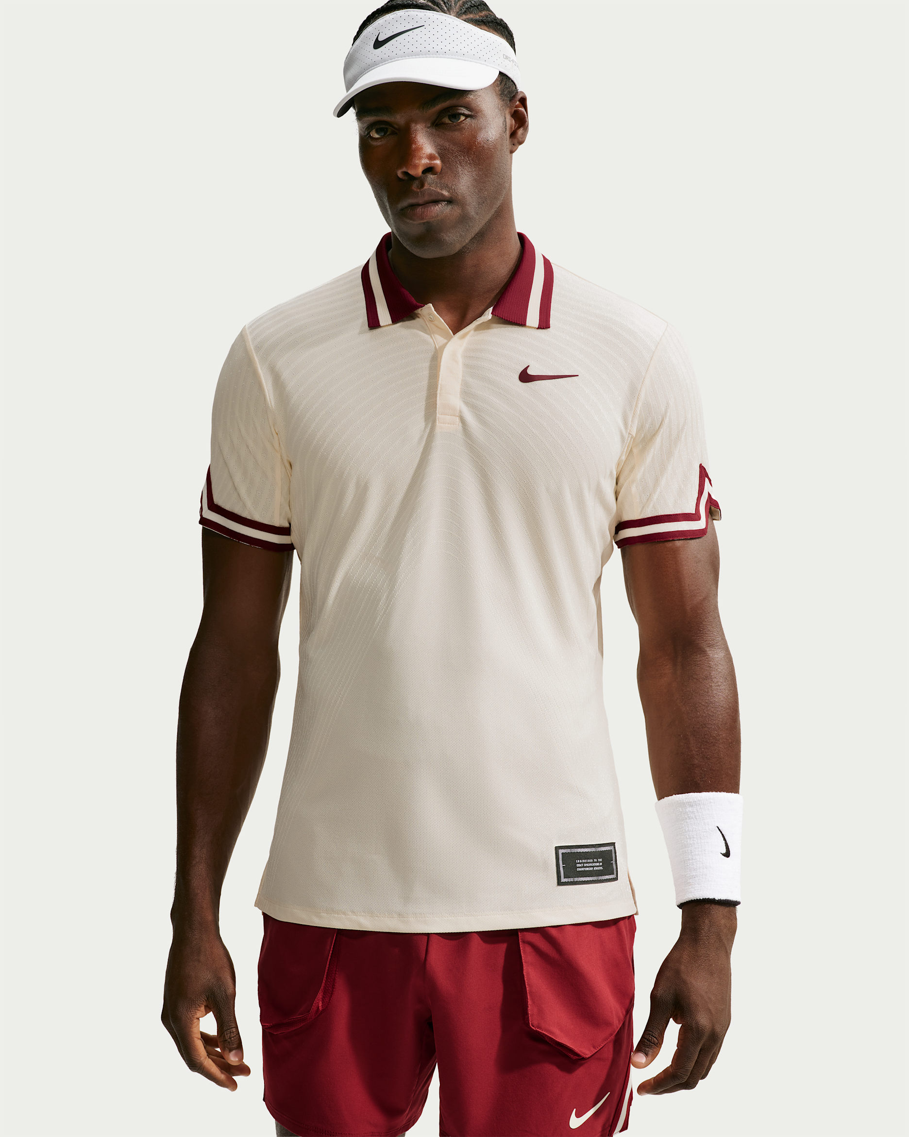 NikeCourt Slam Men's Aero-FIT Tennis Polo - Pale Ivory/Team Red