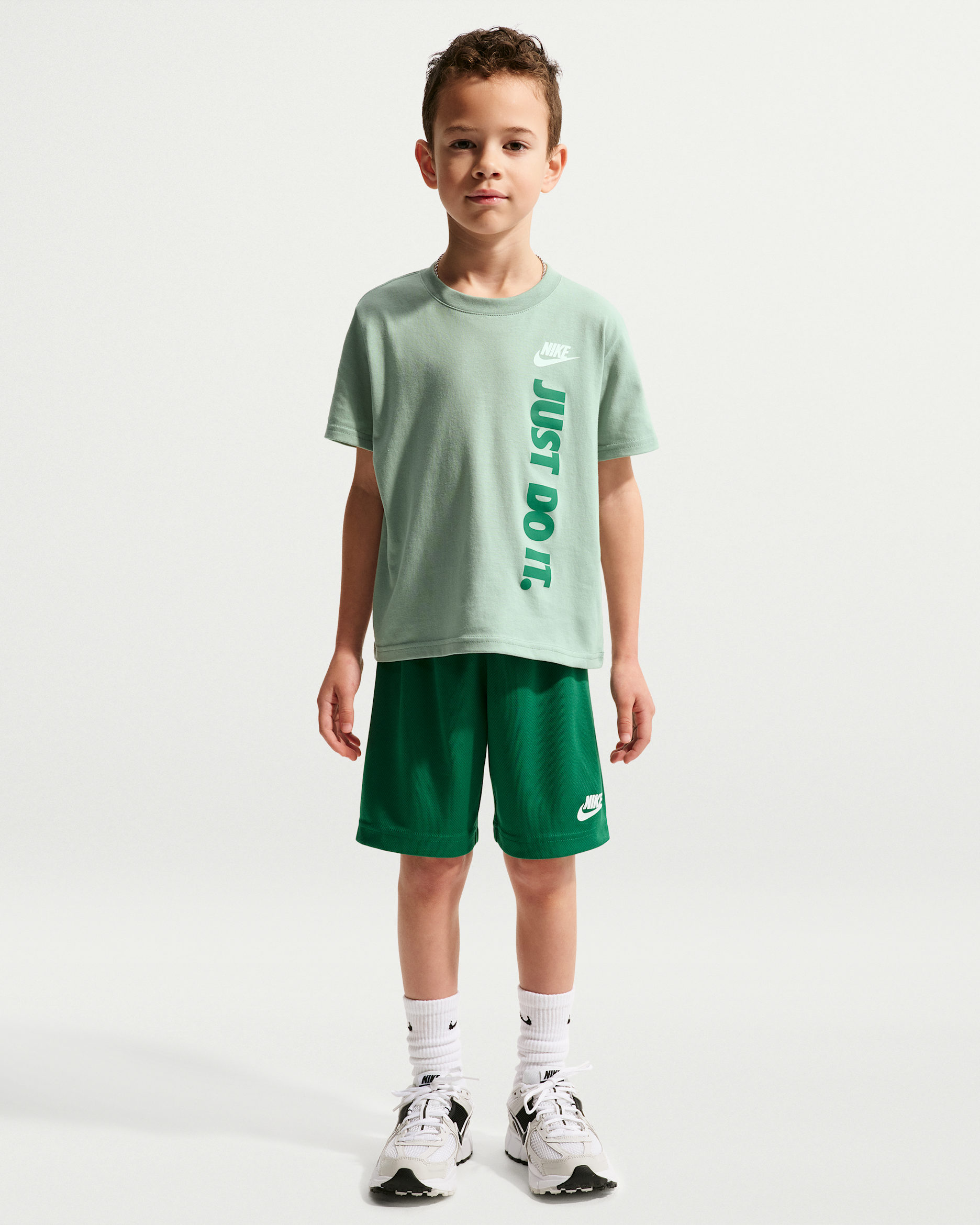 Nike Sportswear Little Kids' "Just Do It" Graphic T-Shirt and Mesh Shorts Set - Malachite