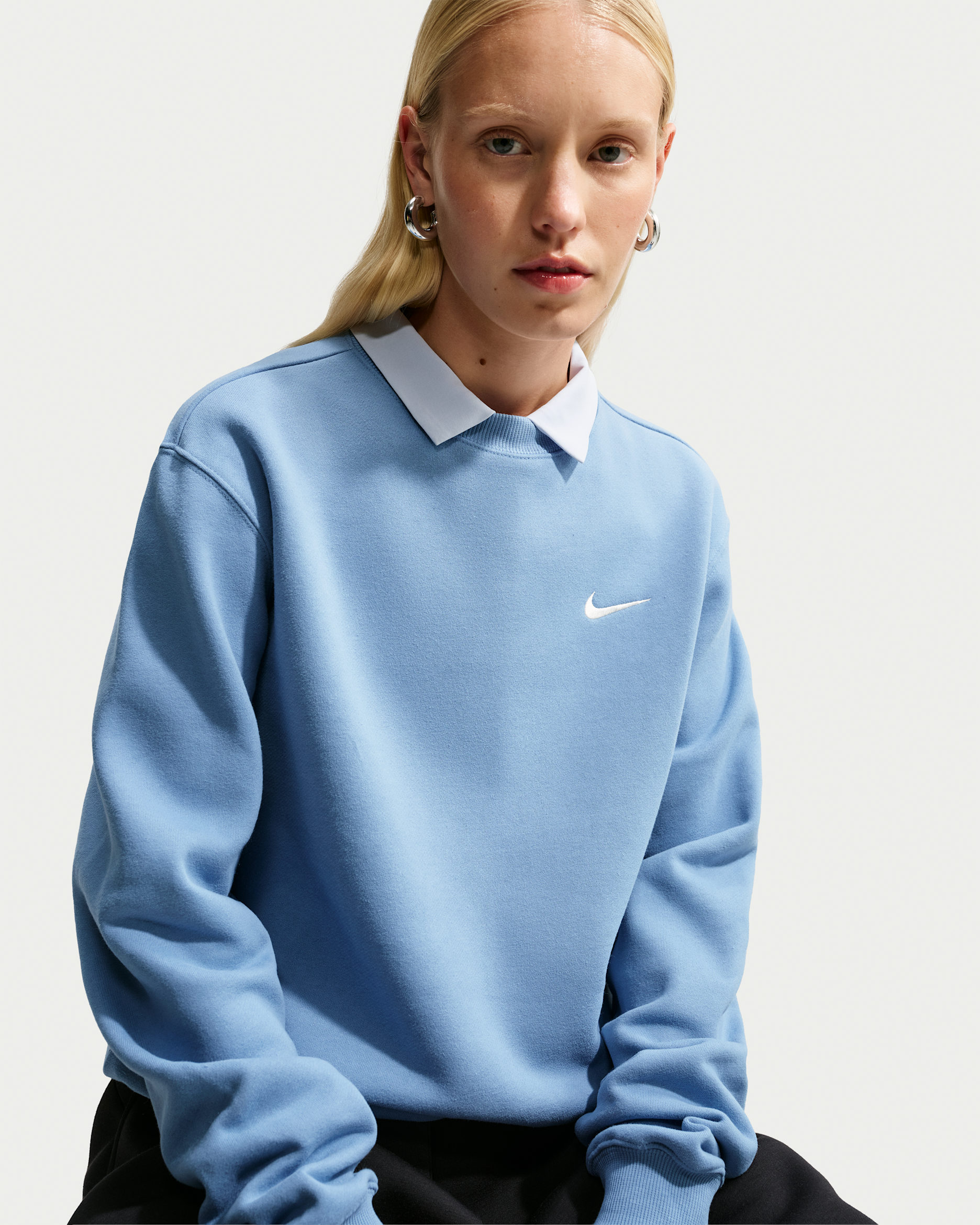 Nike Studio Fleece Medium Weight Women's Crew - Work Blue/Sail