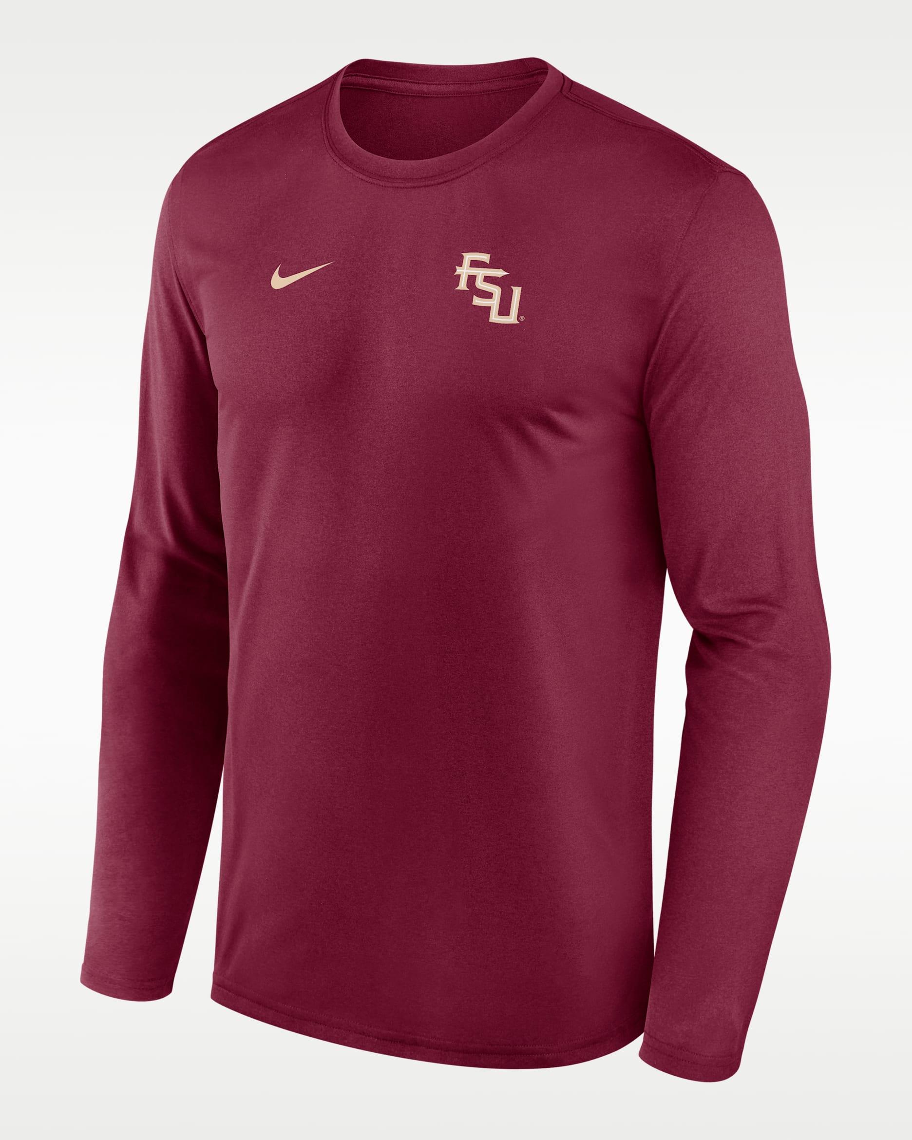 Florida State Sideline Legend Small Logo Men's Nike Dri-FIT College Long-Sleeve T-Shirt - Team Maroon