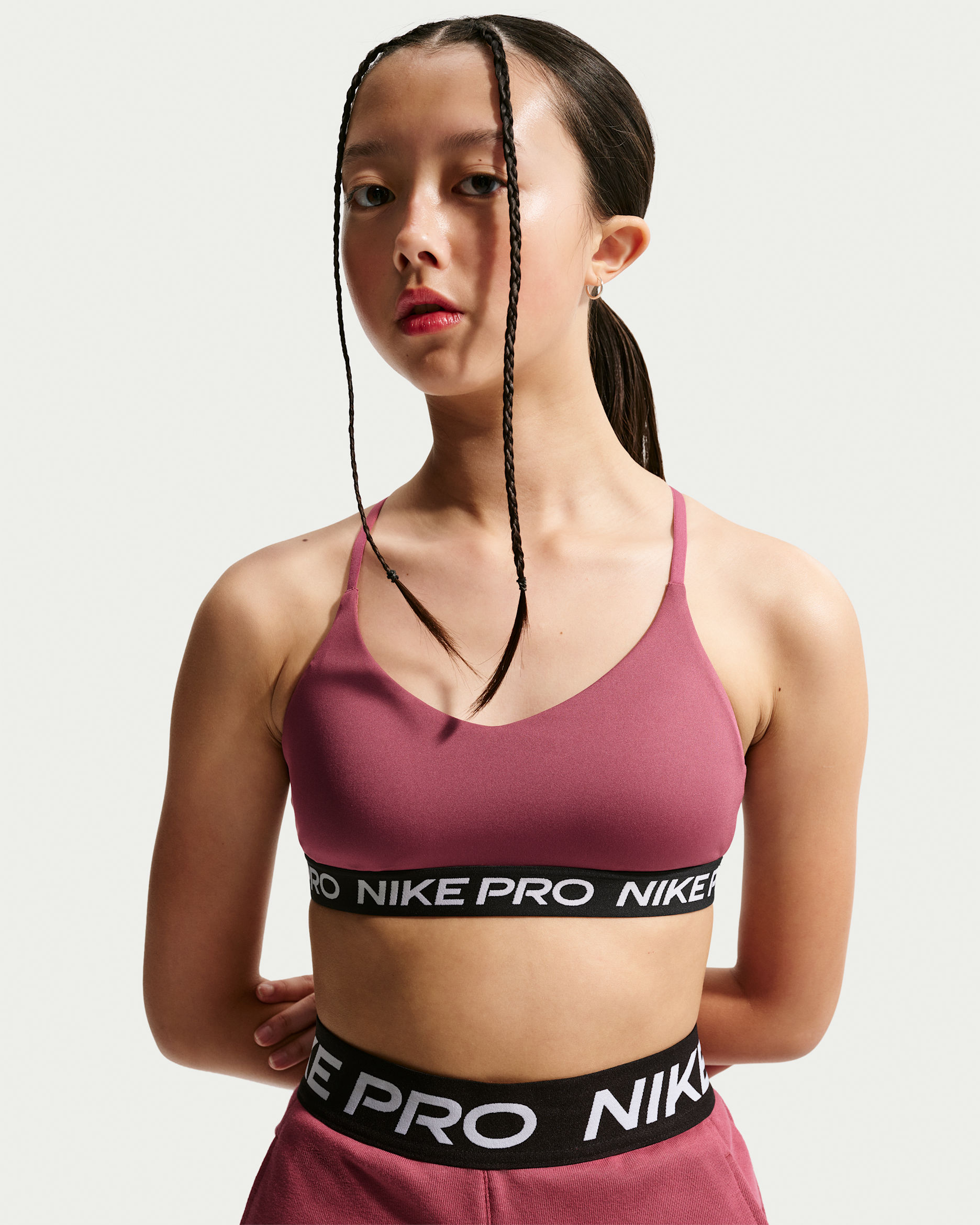 Nike Pro Big Kids' (Girls') Indy Bra - Pink Smoke