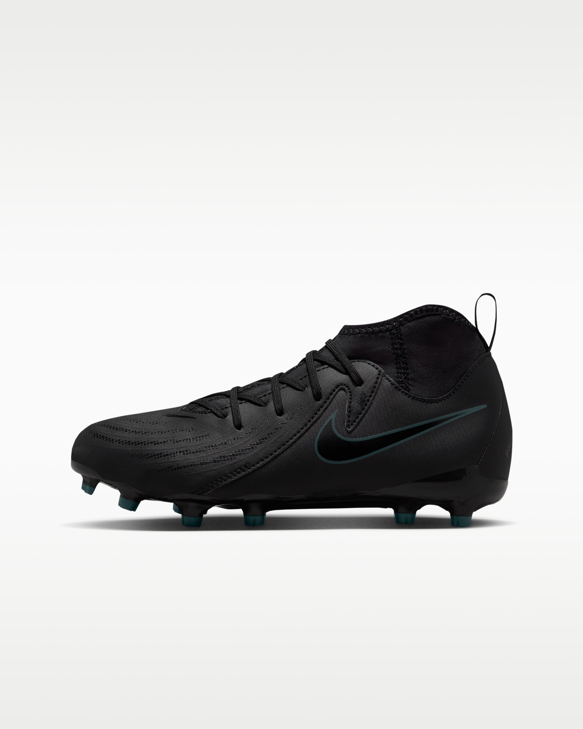 Nike Jr. Phantom Luna 2 Academy Younger/Older Kids' Multi-Ground High-Top Football Boot - Black/Deep Jungle/Black