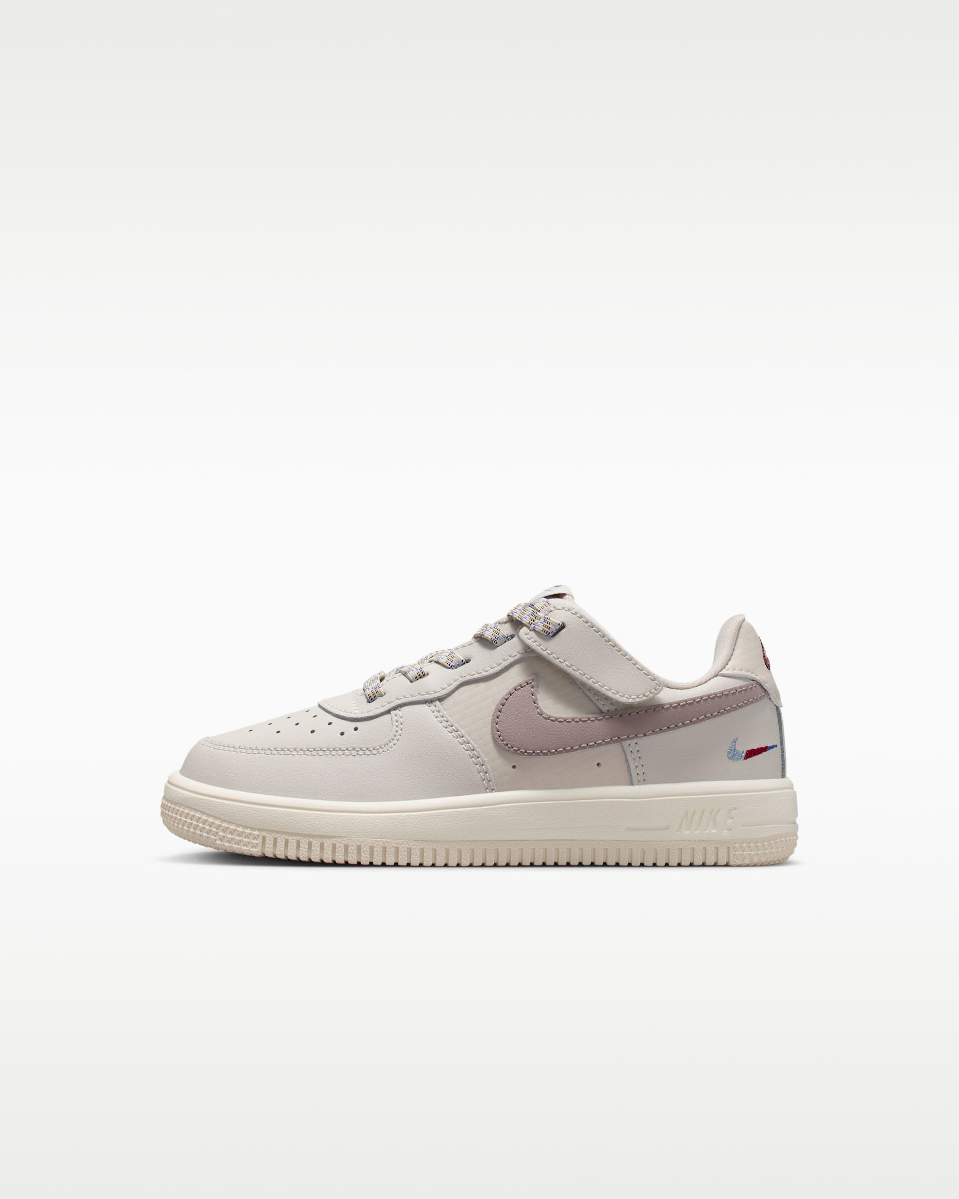 Nike Force 1 Low LV8 EasyOn Younger Kids' Shoes - Light Orewood Brown/Burgundy Crush/Comet Blue/Malt