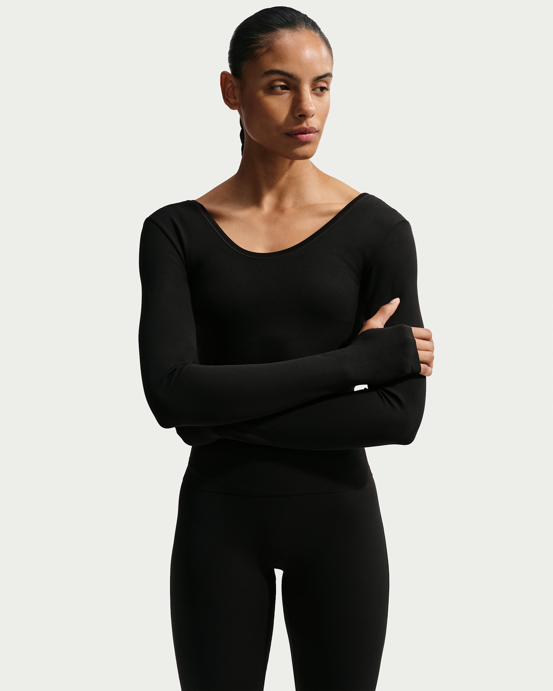 Nike Zenvy Women's Dri-FIT Long-Sleeve Top - Black/Cool Grey