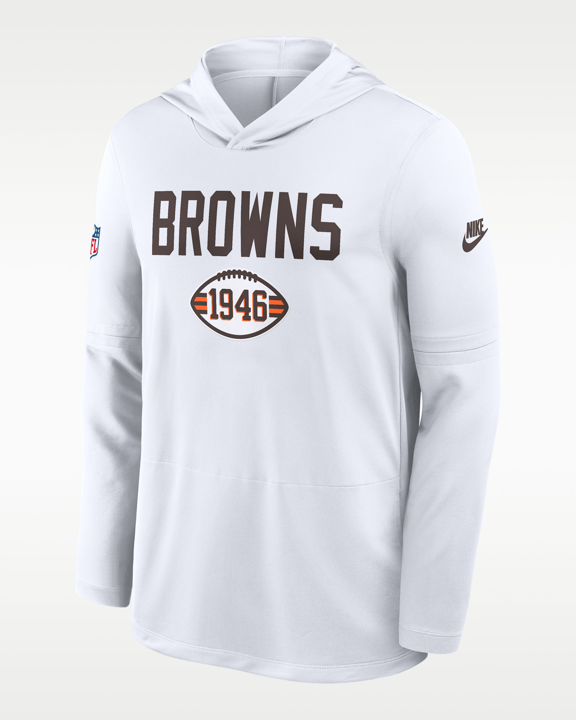 Playera de manga larga Nike Dri-FIT de la NFL con gorro para hombre Cleveland Browns Pass Accuracy - Blanco