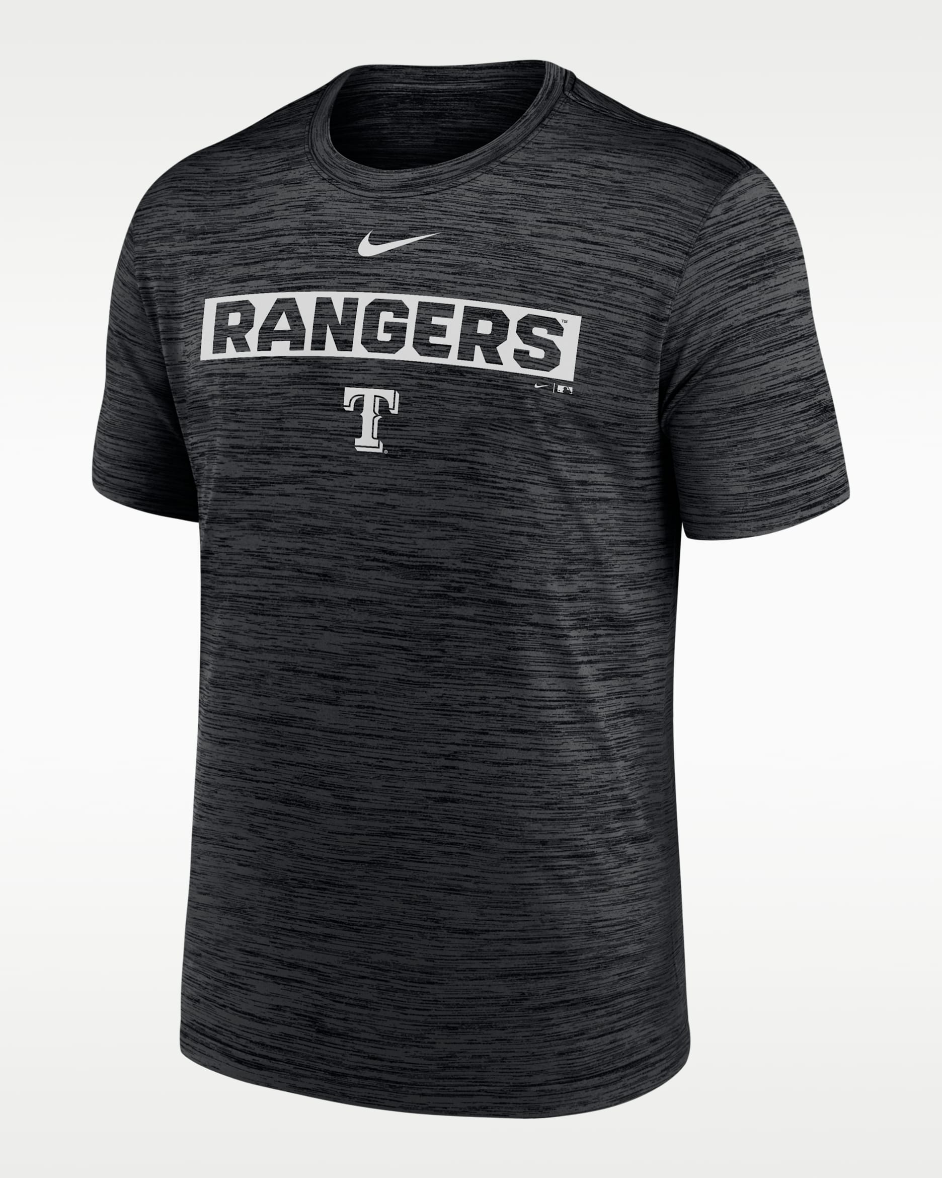 Playera Nike Dri-FIT de la MLB para hombre Texas Rangers Velocity - Negro