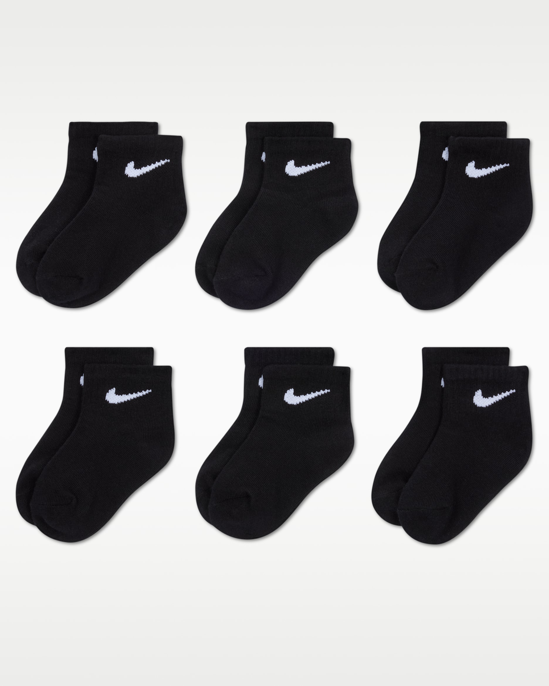 Nike Swoosh Calcetines tobilleros (6 pares) - Bebé - Negro