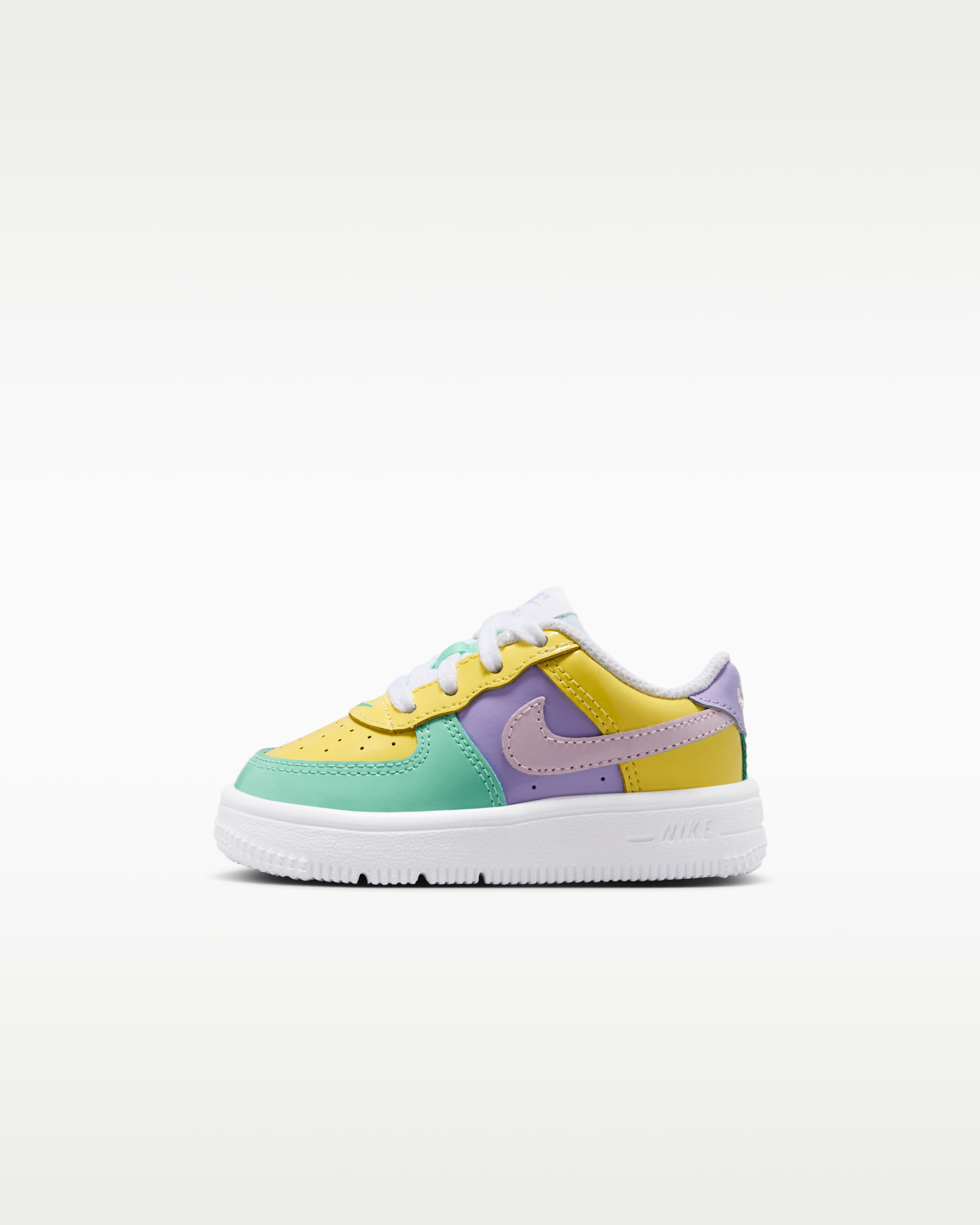 Tenis para bebé e infantil Nike Force 1 Low - Pulso amarillo/Hortensias/Esmeralda creciente/Espuma rosa