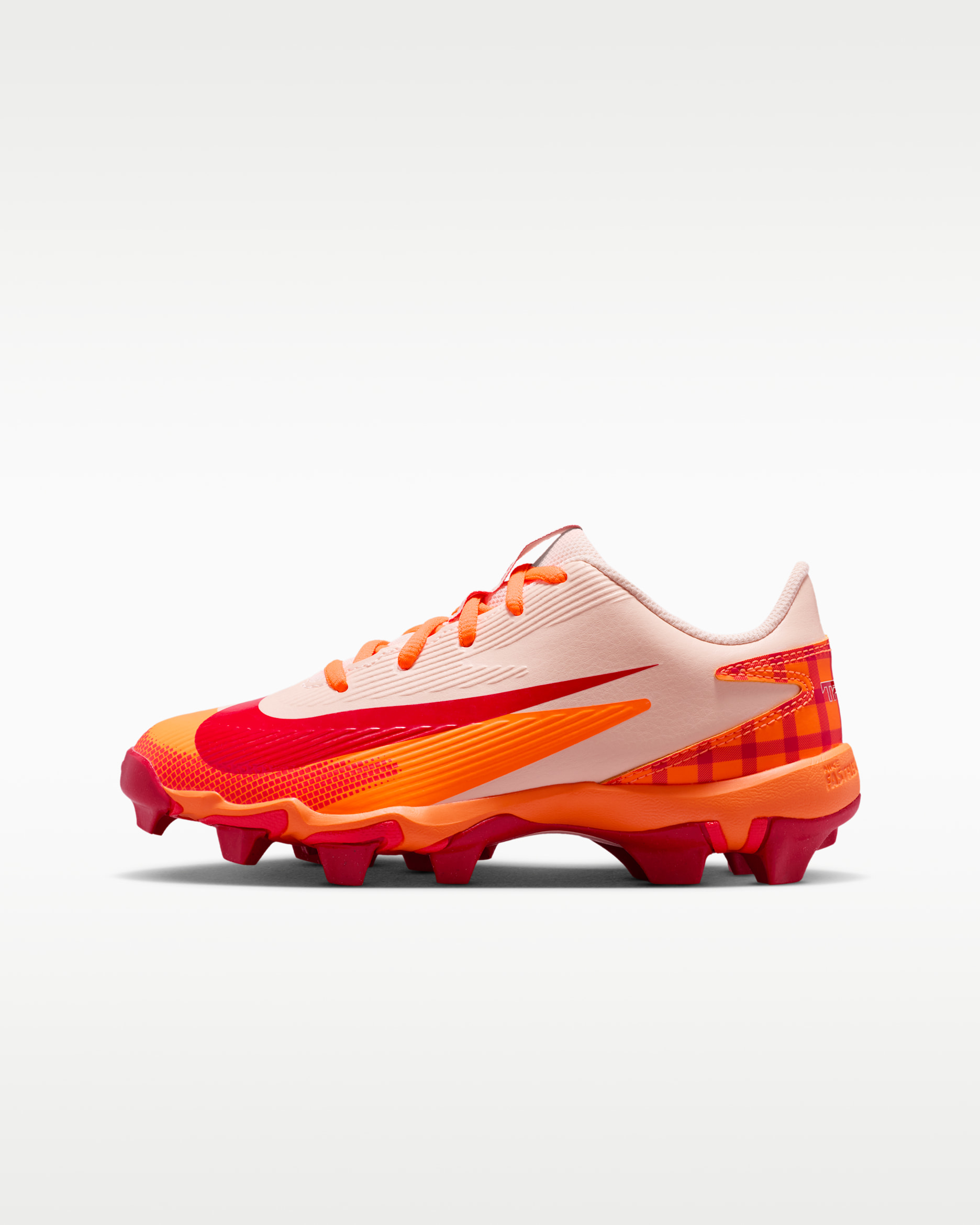 Tacos de béisbol para niños grandes Nike Diamond Clutch "Mike Trout" - Naranja cuarzo/Naranja total/Carmesí brillante/Rojo universitario