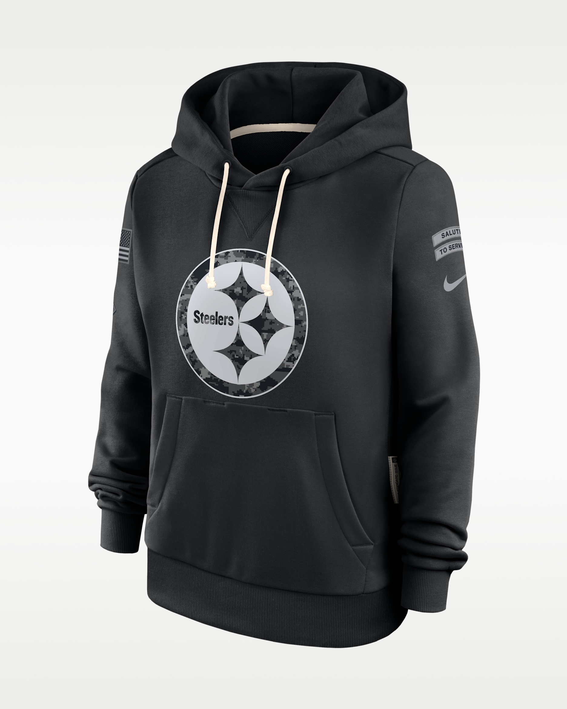 Pittsburgh Steelers Salute to Service Sideline Women's Nike Dri-FIT NFL Pullover Hoodie - Black