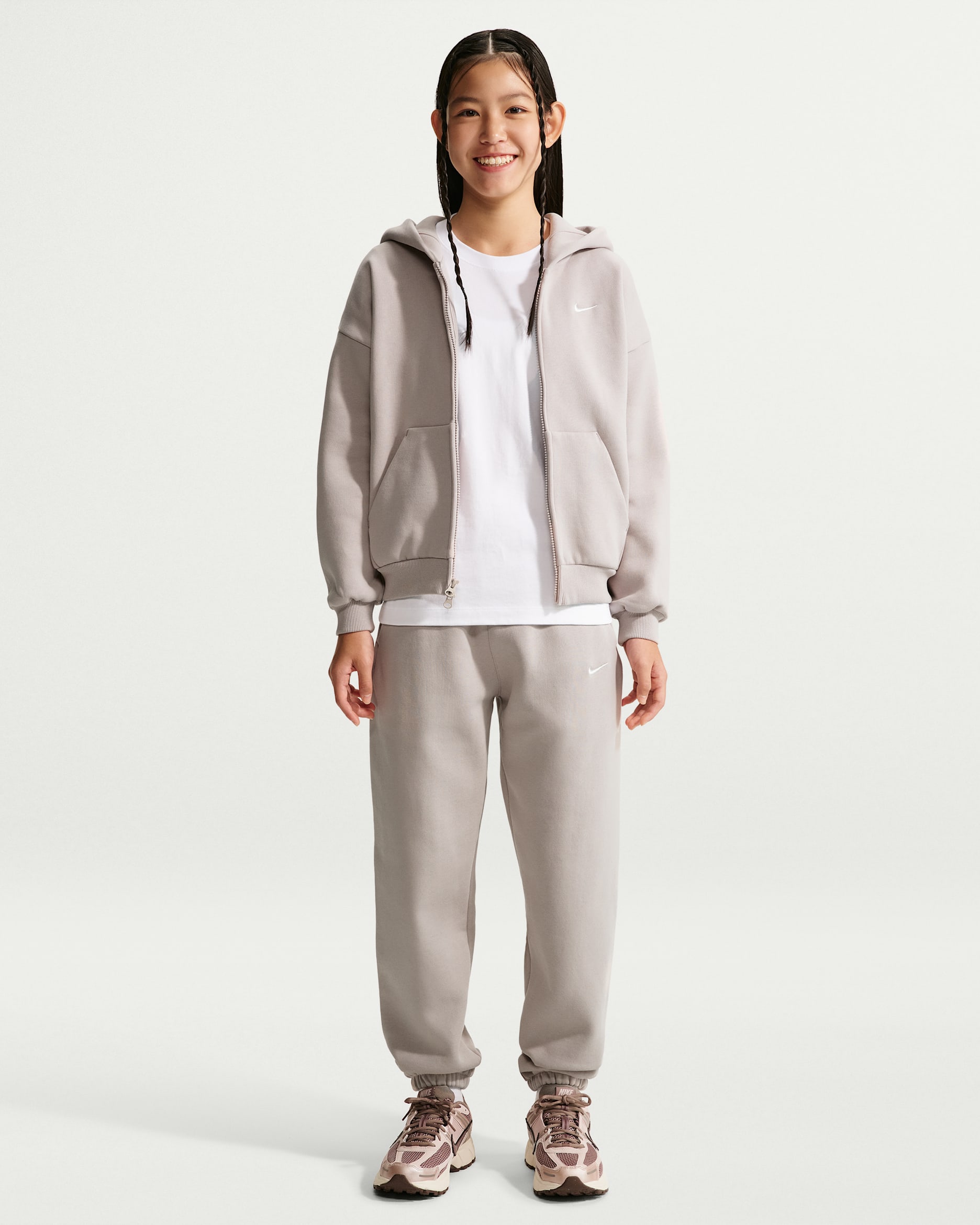 Nike Solo Swoosh Kids' Fleece Cuffed Basketball Pants - Moon Particle/Sail