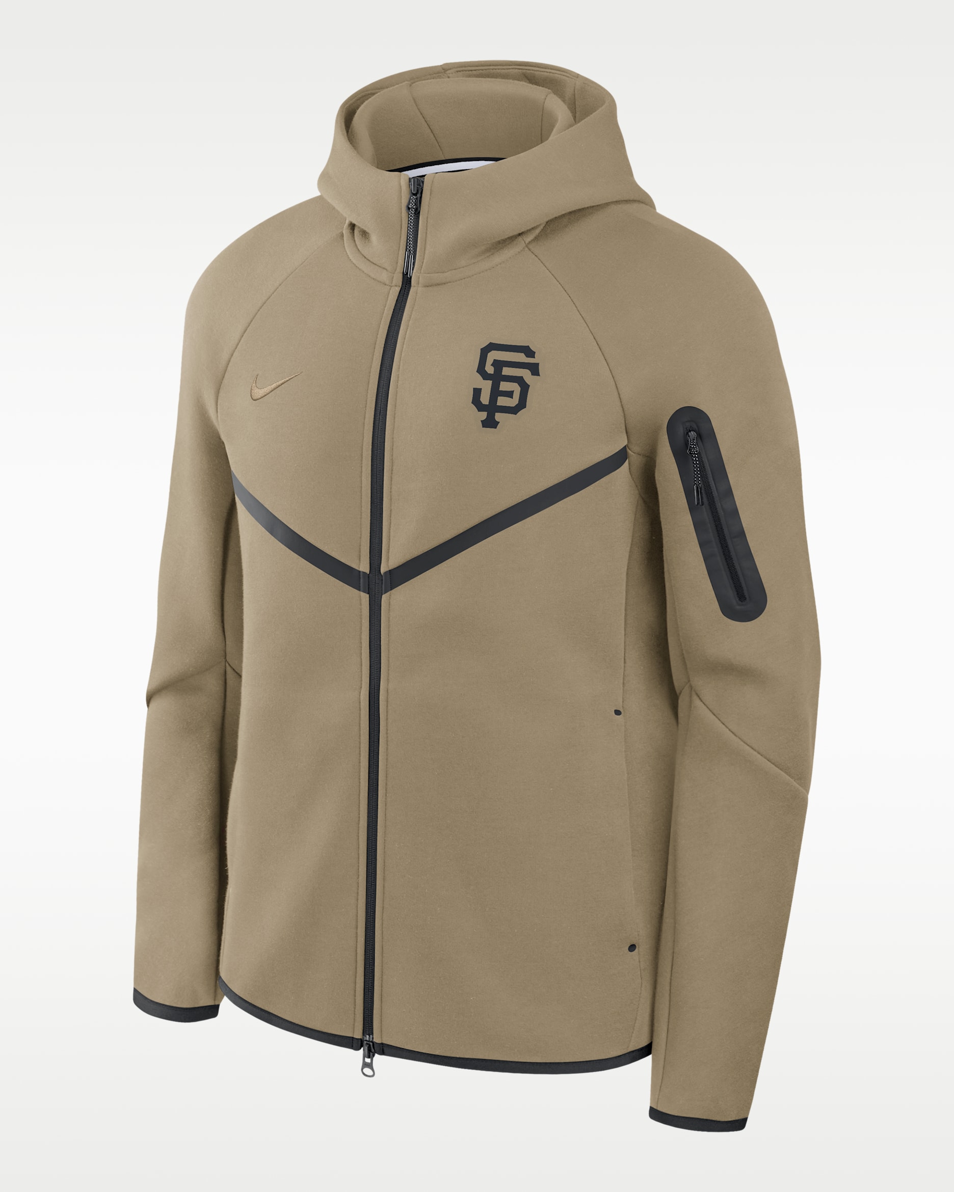San Francisco Giants Tech Fleece Windrunner Men's Nike MLB Full-Zip Hooded Jacket - Green/Black
