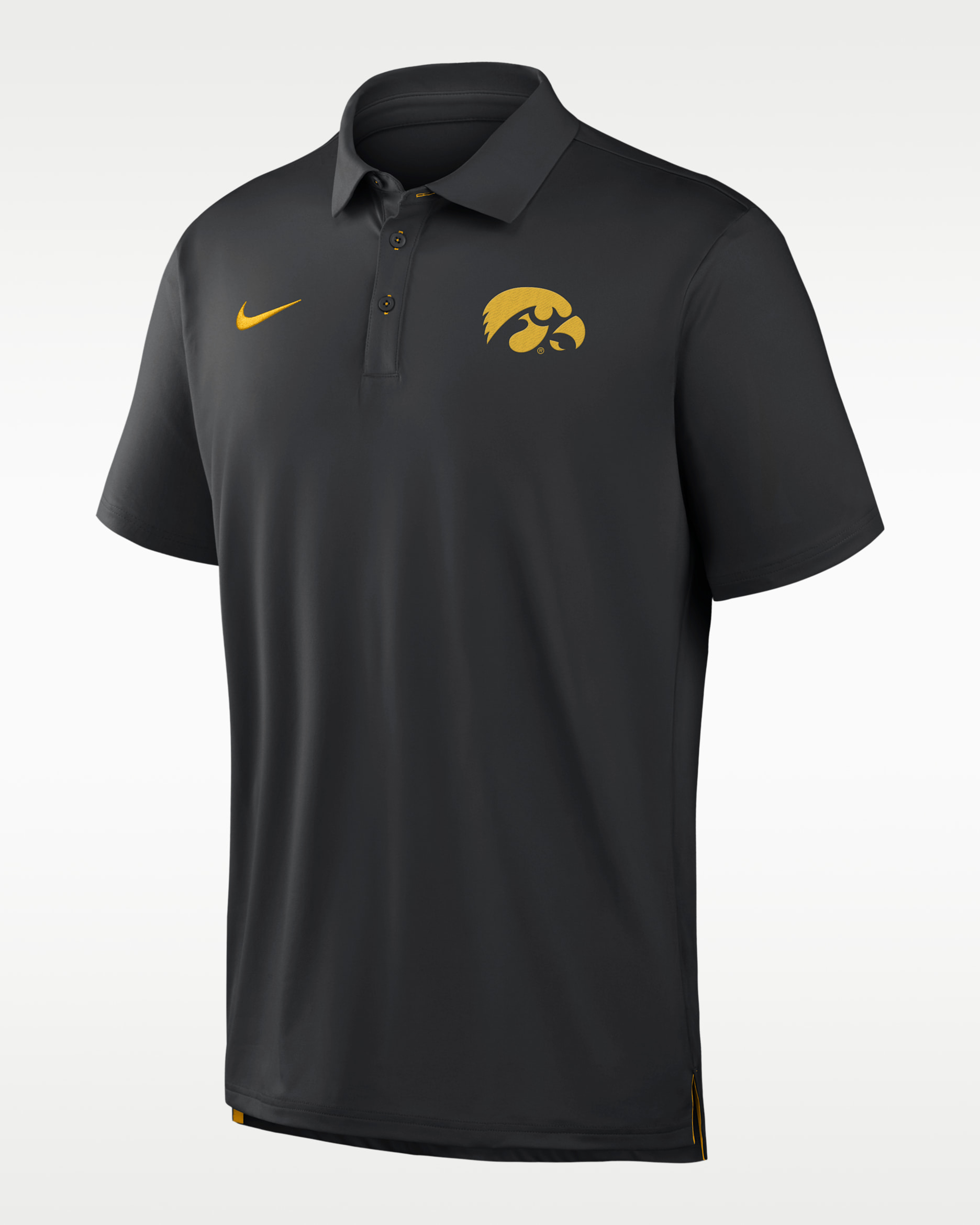 Polo universitaria Nike Dri-FIT para hombre Iowa Tour - Negro/Oro universitario