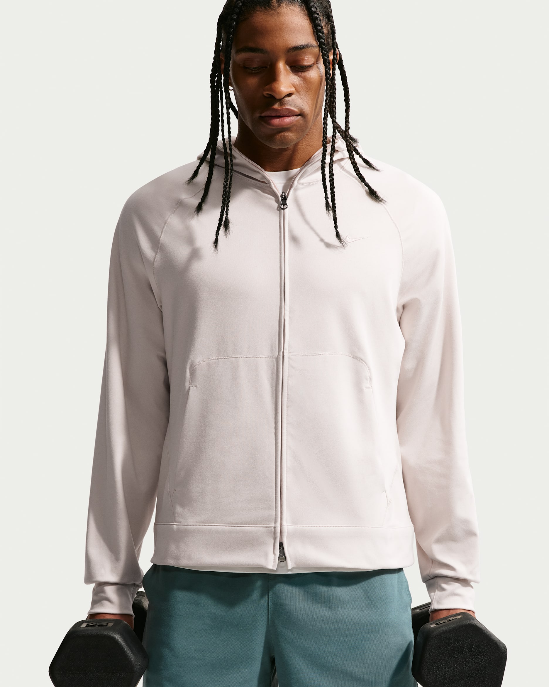 Sudadera con gorro de alto rendimiento Dri-FIT de cierre completo con protección contra los rayos UV para hombre Nike Primary NanoKnit - Marrón verdoso claro/Vela/Jaspeado/Marrón verdoso claro