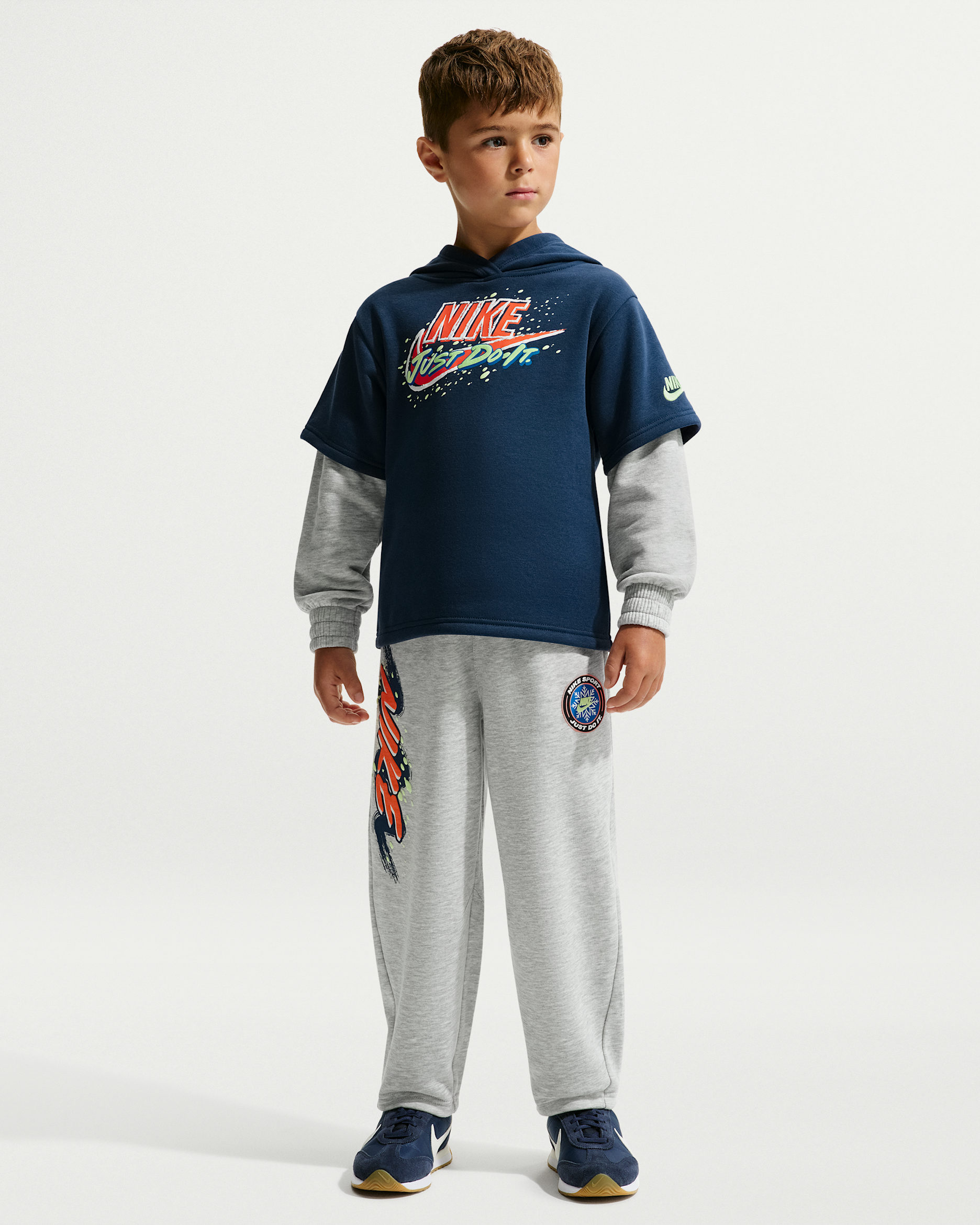 Nike Sportswear Little Kids' Snow Motion Twofer Fleece 2-Piece Set - Grey Heather