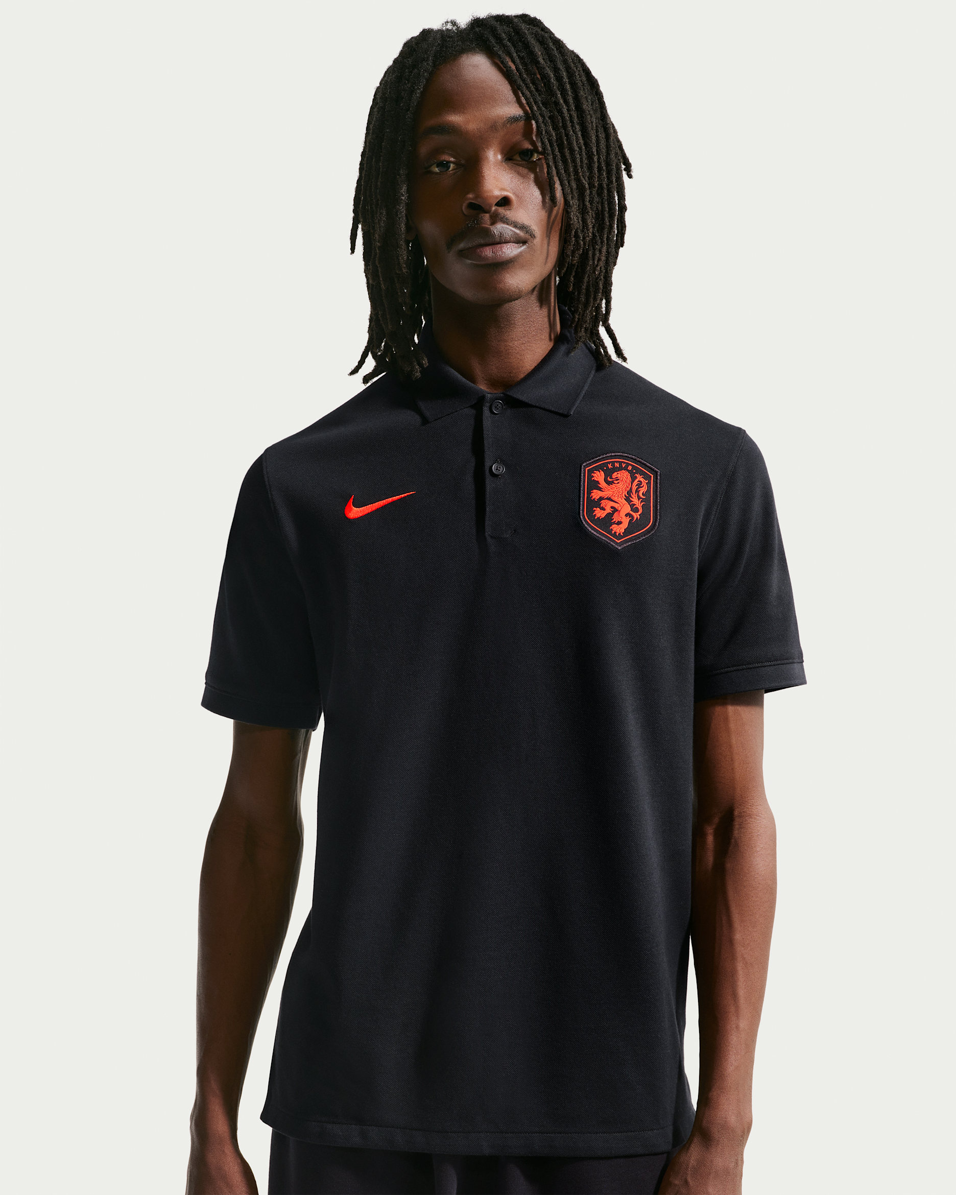 Netherlands The Nike Polo Men's Nike Dri-FIT Football Polo - Black/Hyper Crimson