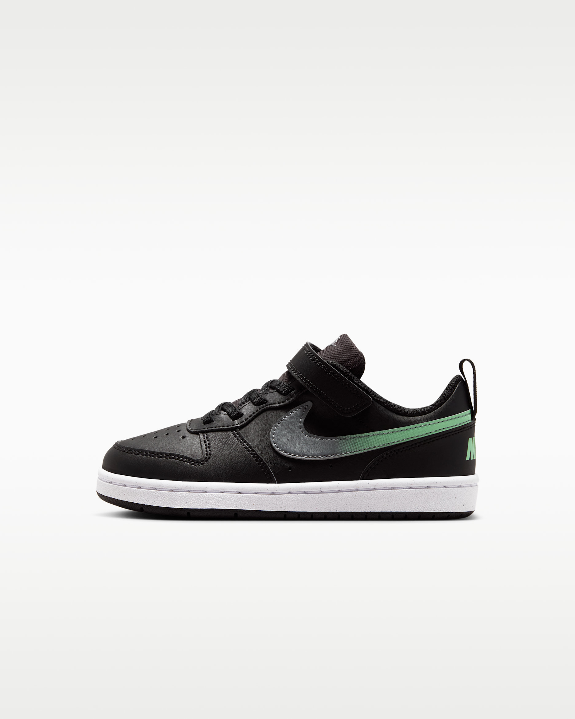 Nike Court Borough Low Younger Kids' Shoes - Black/Smoke Grey/White/Illusion Green