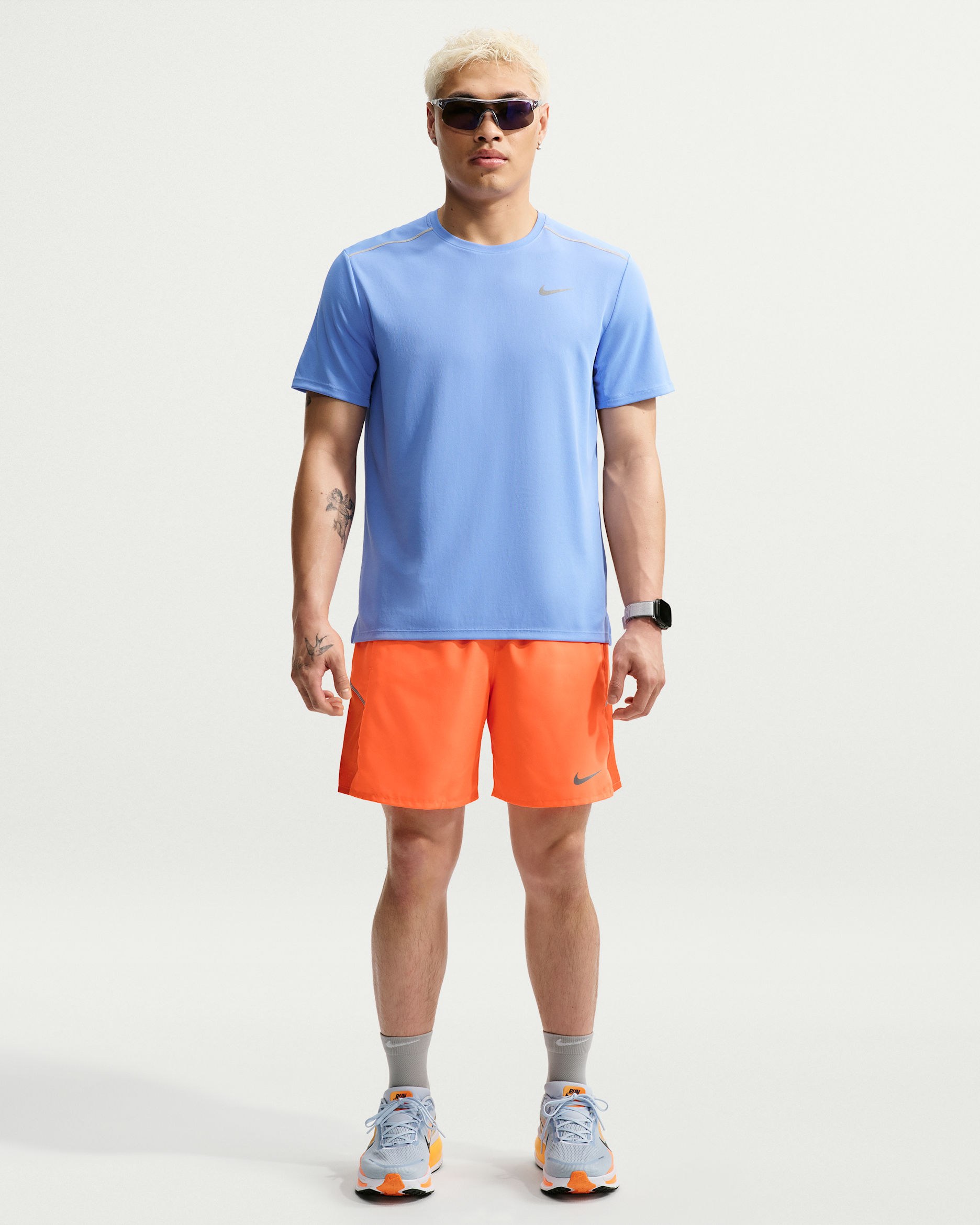 Nike Miler Men's Dri-FIT 2-in-1 18cm (approx.) Running Shorts - Total Orange/Safety Orange