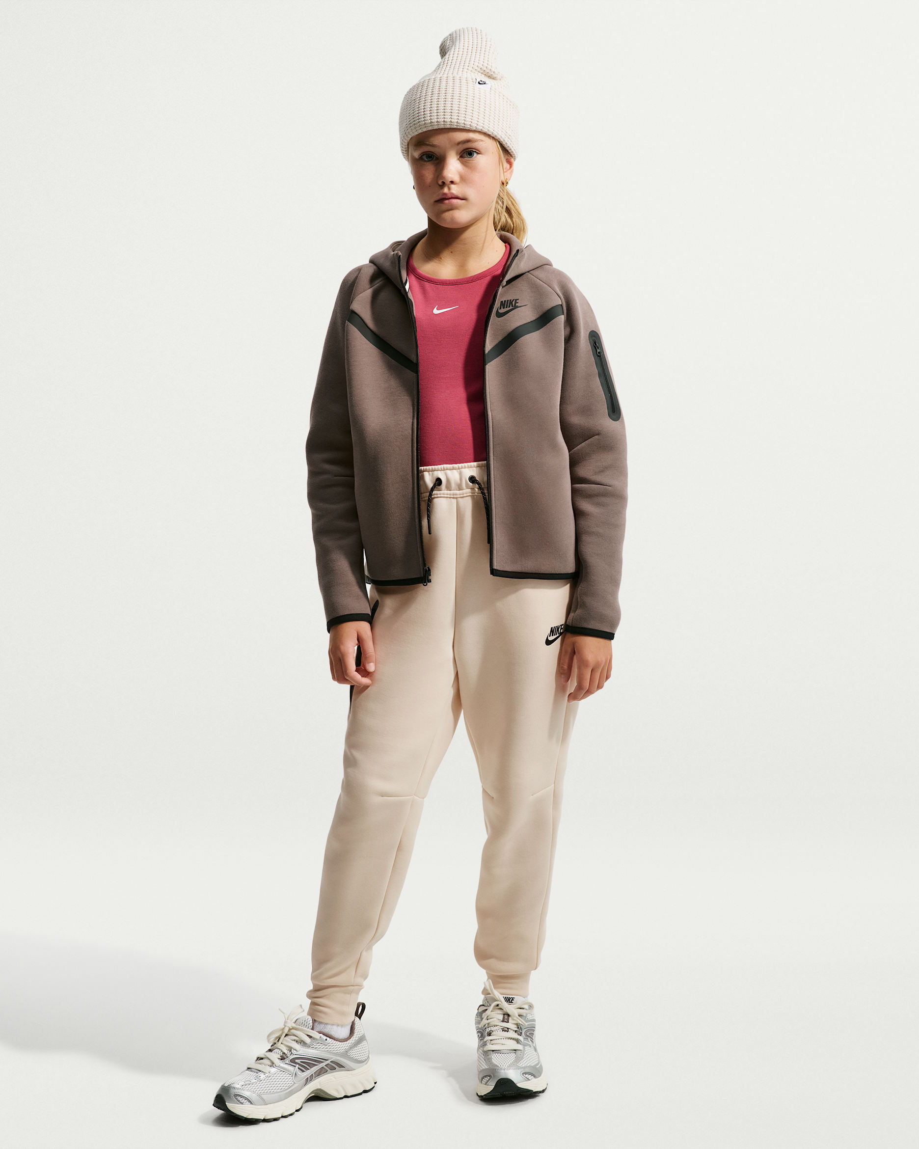 Nike Sportswear Tech Fleece Girls' Joggers - Chalk/Black/Black