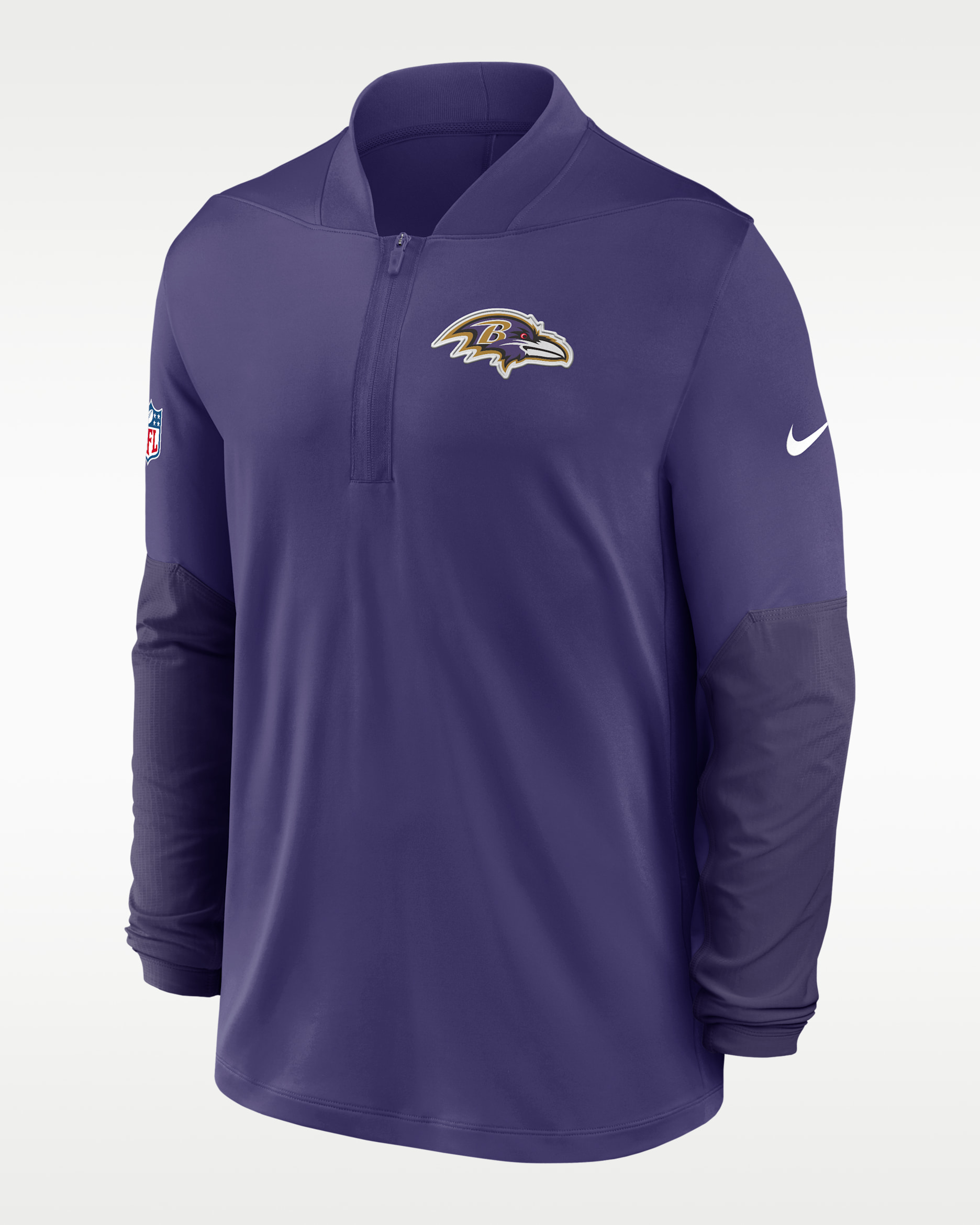 Baltimore Ravens Feel The Pressure Men's Nike Dri-FIT NFL 1/2-Zip Top - Purple