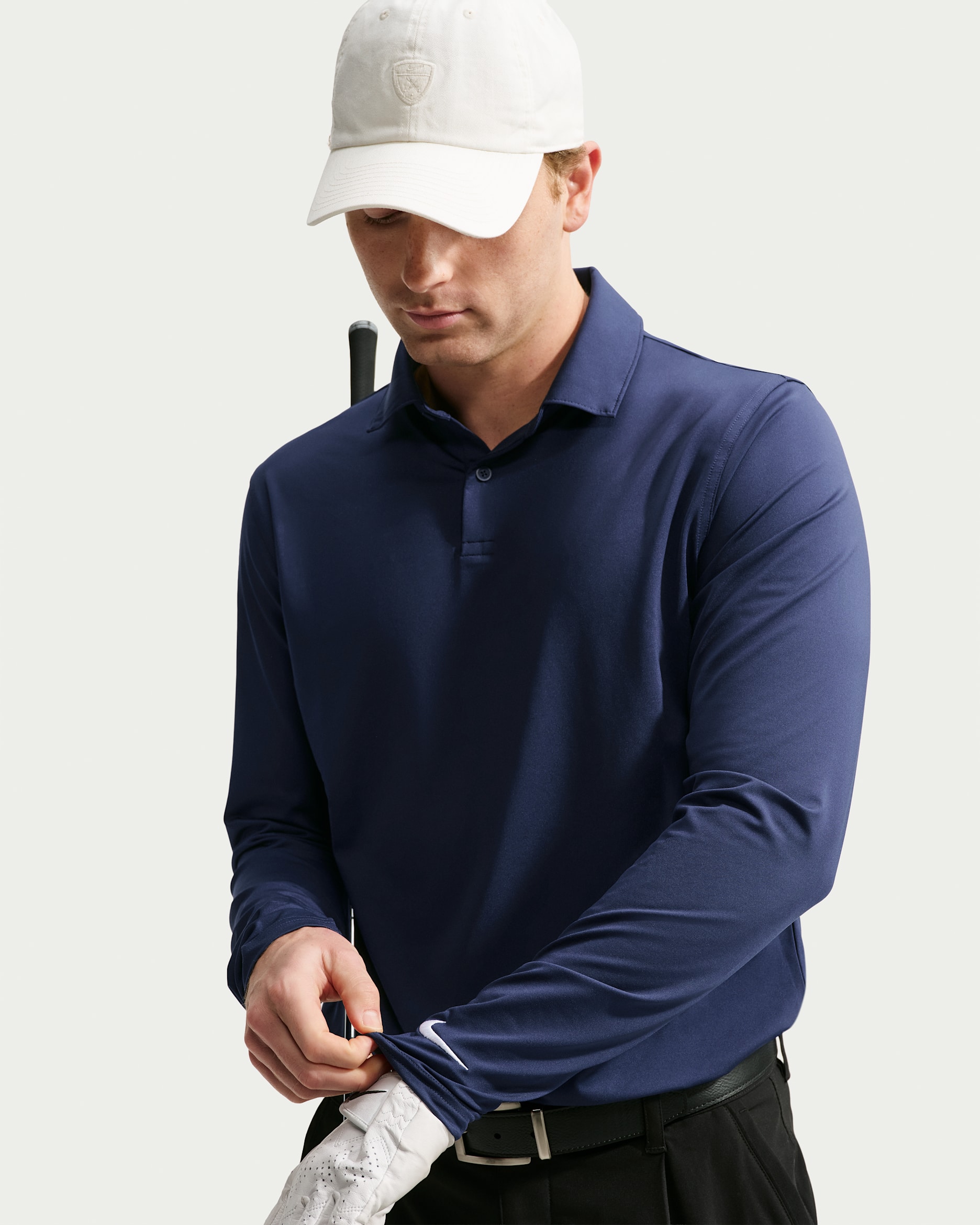 Nike Velocity Men's Dri-FIT Long-Sleeve Golf Polo - College Navy/White