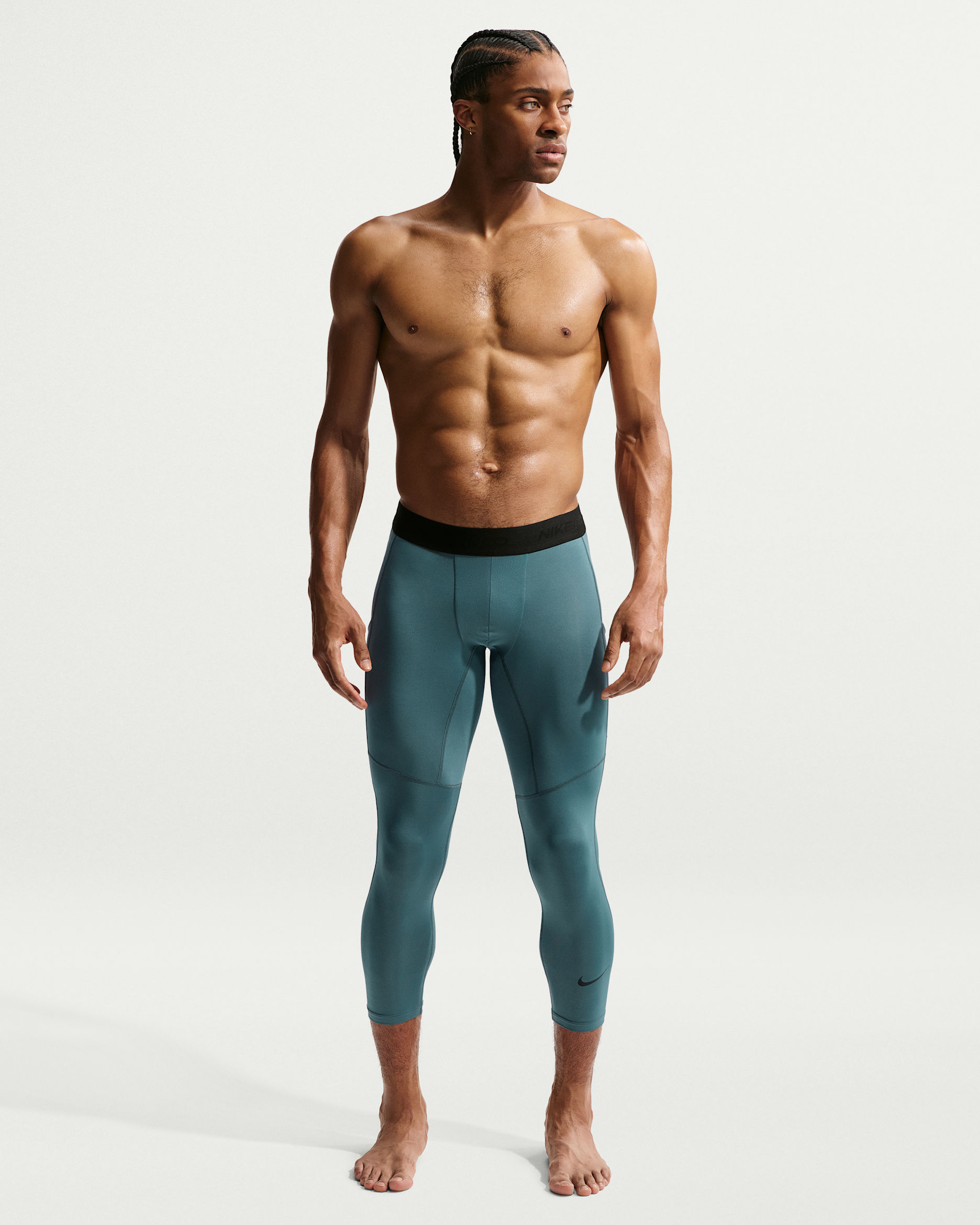 Nike Pro Men's Dri-FIT 3/4-Length Fitness Tights - Mineral Slate/Black